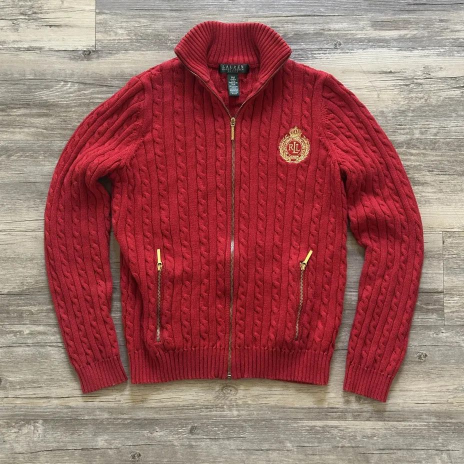 Lauren Ralph Lauren Vintage Lauren Ralph Lauren Cable Knit Crest Sweater Size M / US 6-8 / IT 42-44 - 1 Thumbnail