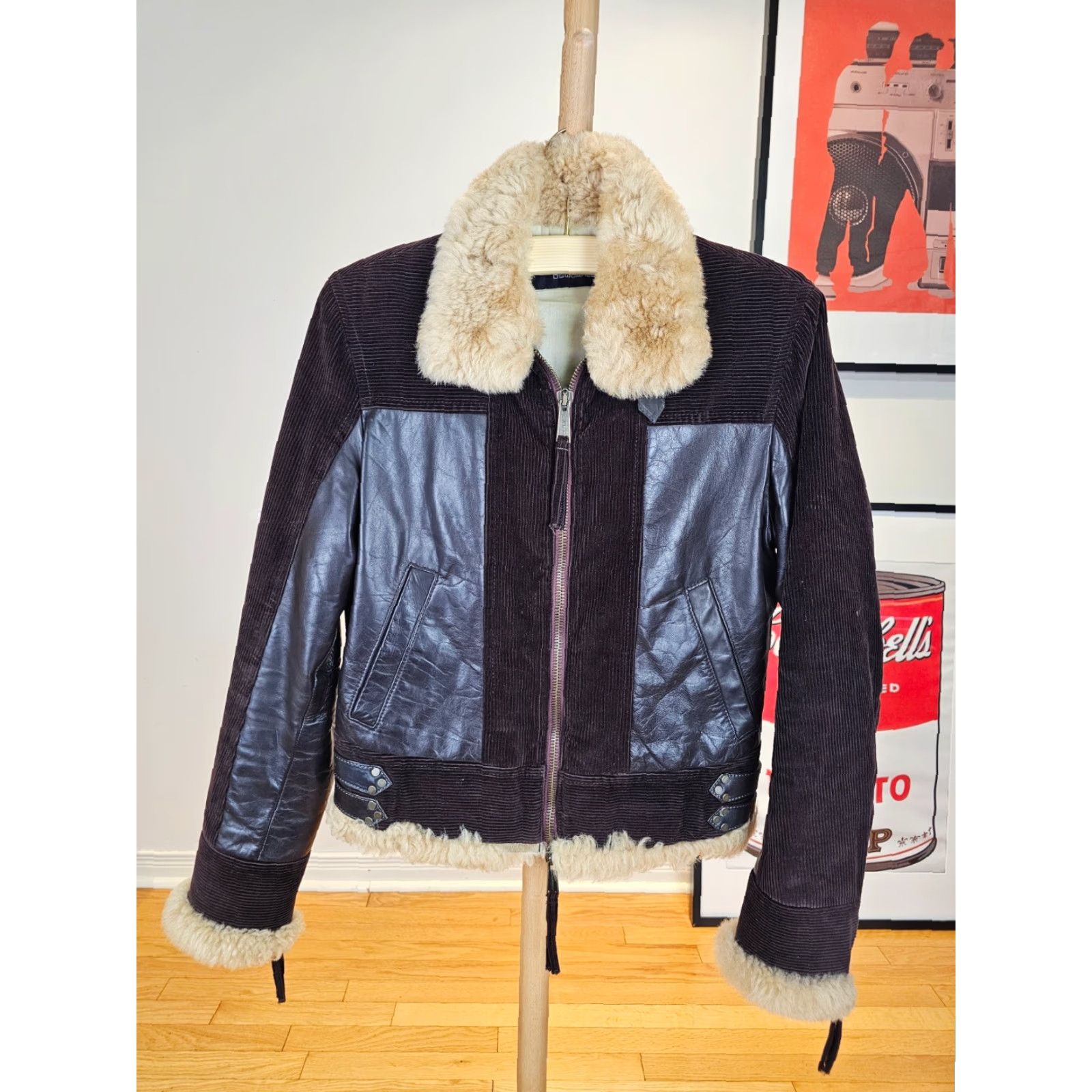 Dsquared2 VINTAGE Dsquared2 JACKET Motorcycle Jacket Fur Collar Corduroy/Leather SZ 38 US Brown Leather Patent Men 90s 2000s Mens Size US XXS / EU 40 - 2 Thumbnail