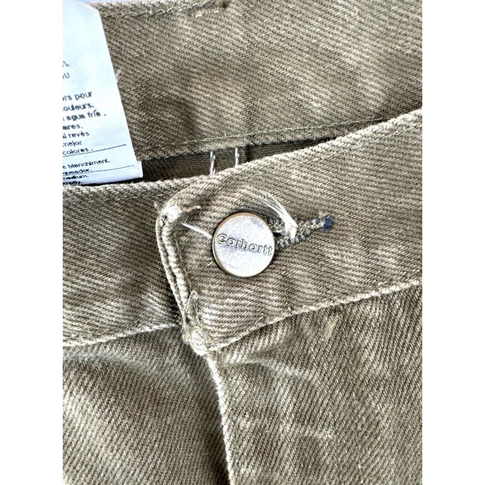 Carhartt VINTAGE Carhartt B161 BRK Canvas Work Pants Olive Brown 38x36 Jeans Workwear Mens Olive Brown Cotton Denim 36in Inseam Distressed 90s? (adjusted) Size US 36 / EU 52 - 4 Thumbnail