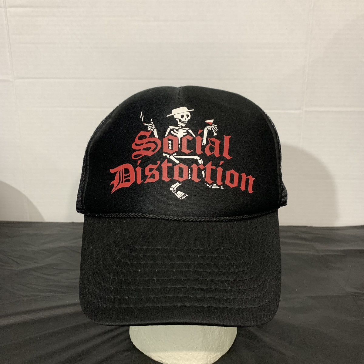 image of Vintage Social Distortion Band Trucker Snapback Nissin Cap in Black, Men's