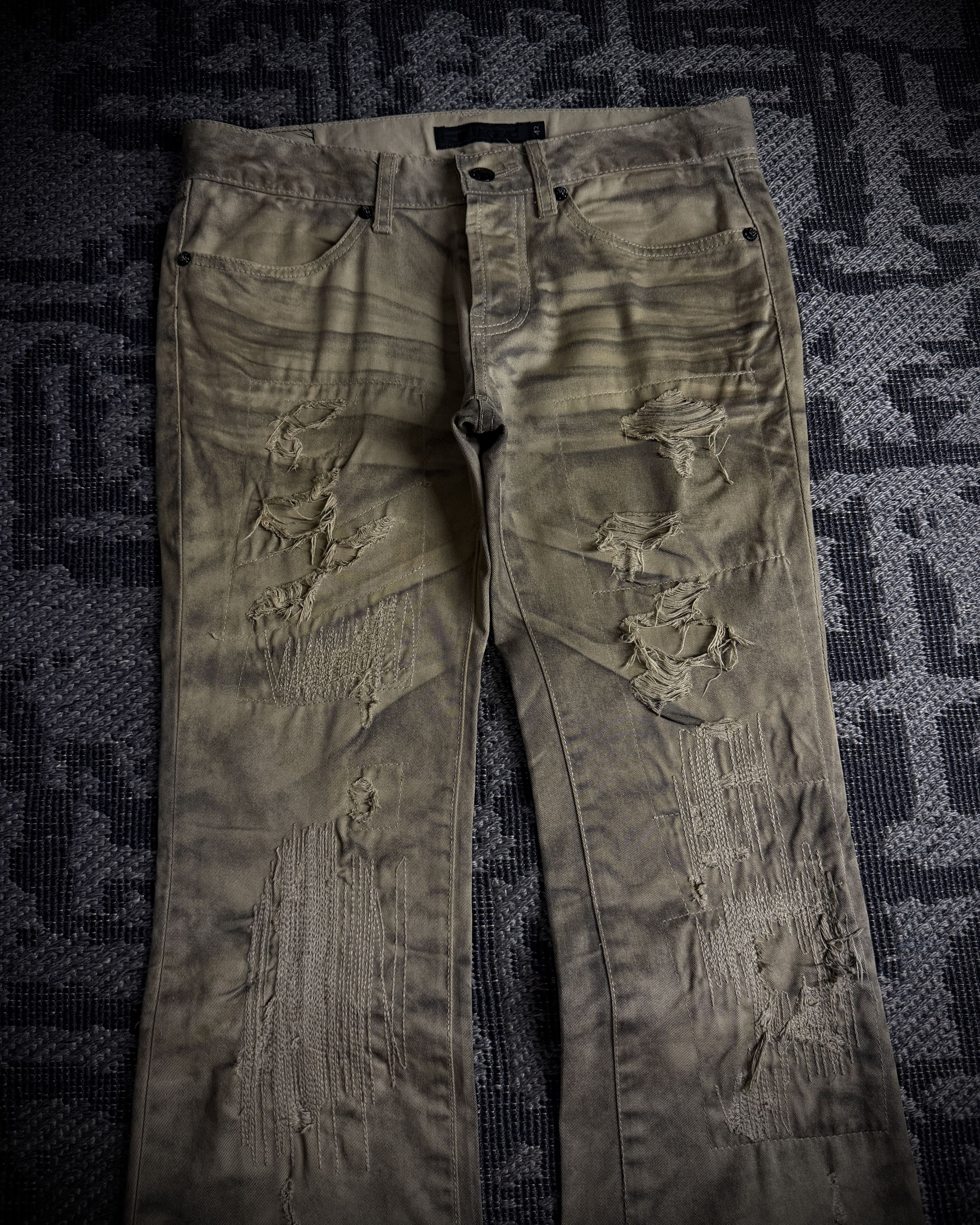 GOSTAR DE FUGA FUGA Washed Sand Heavy Stitch Distressed Bootcut Size US 31 - 4 Thumbnail