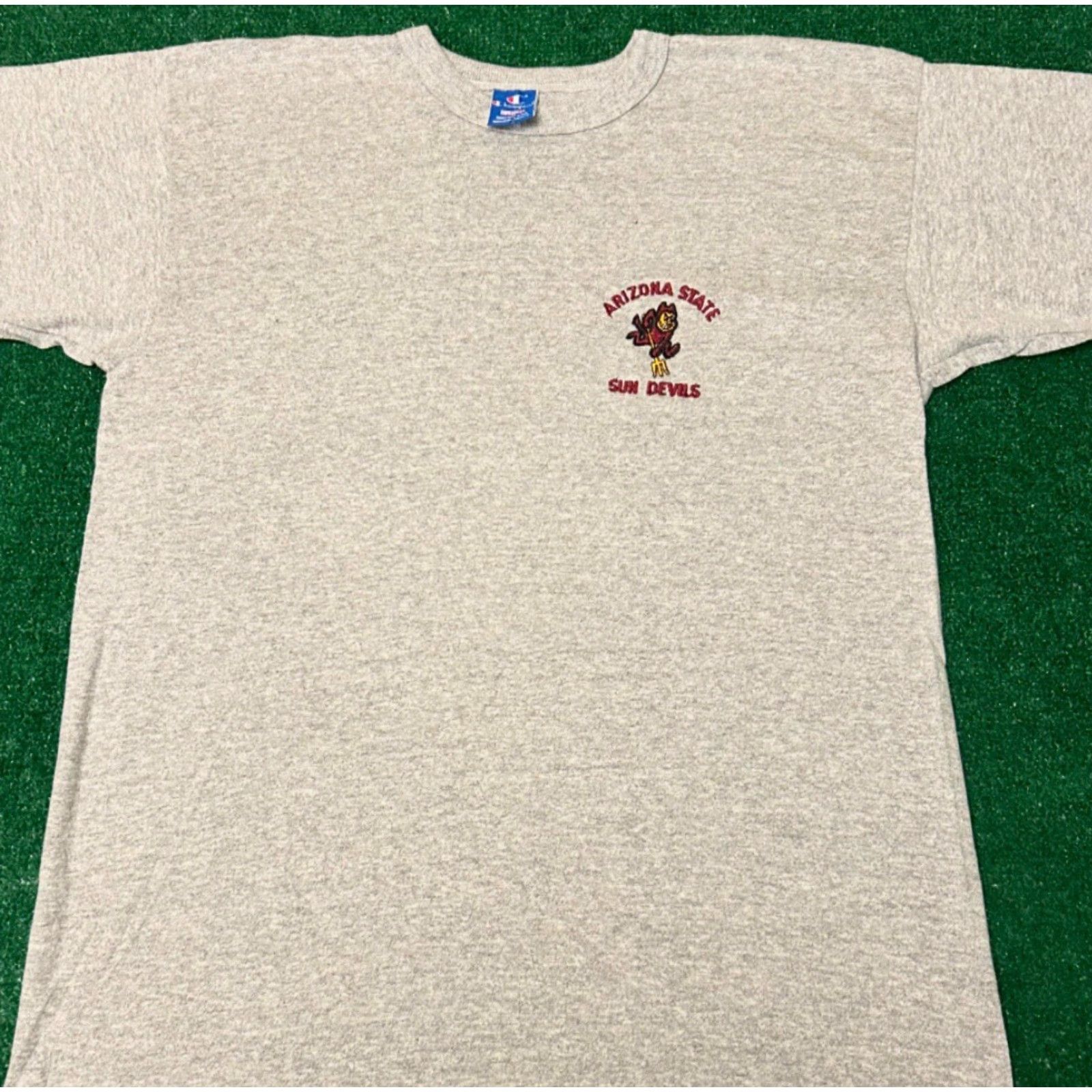 Champion VINTAGE Arizona State Sun Devils Embroidered Logo VTG Shirt Mens XL Champion 90s College Sports Gray Short Sleeve Size US XL / EU 56 / 4 - 2 Thumbnail