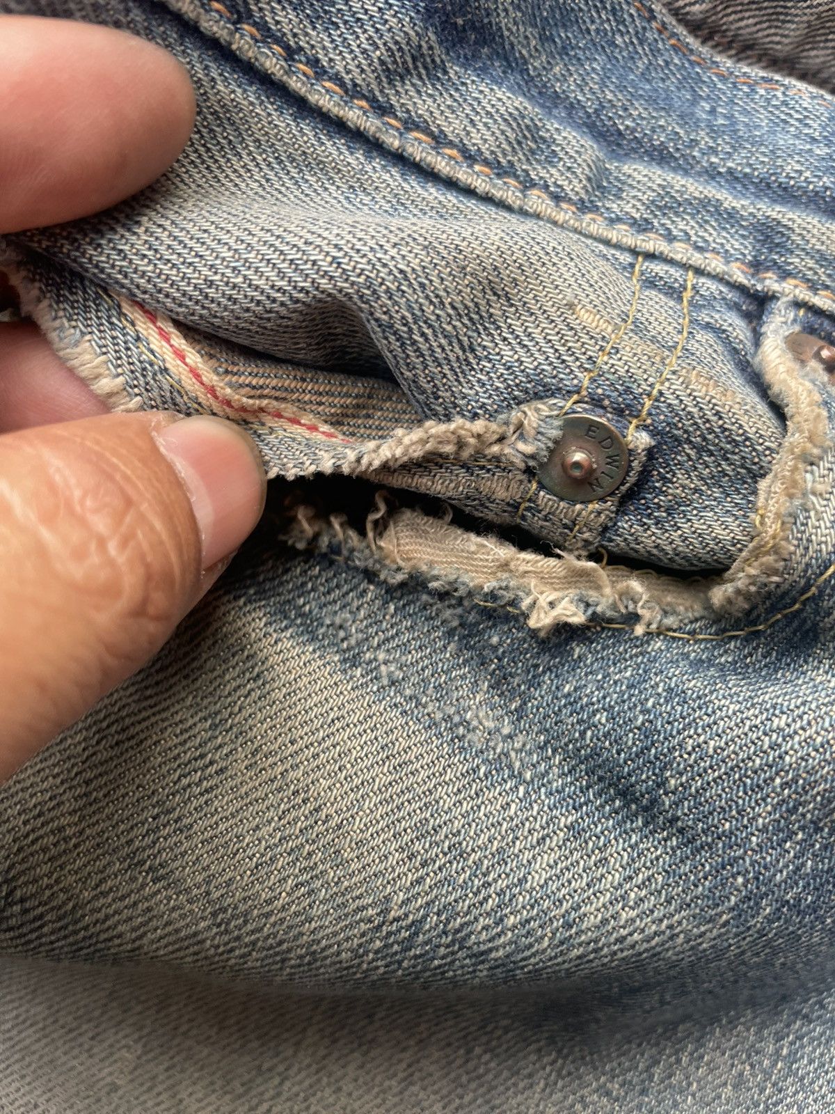 Edwin Vintage Edwin 505XX Selvedge Distresed Denim Size US 33 - 23 Thumbnail