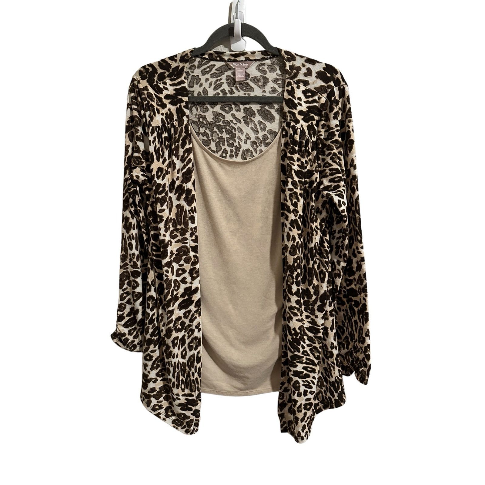 Other White Stagg Leopard Print Brown and Tan Long Sleeve Blouse Size M / US 6-8 / IT 42-44 - 2 Thumbnail