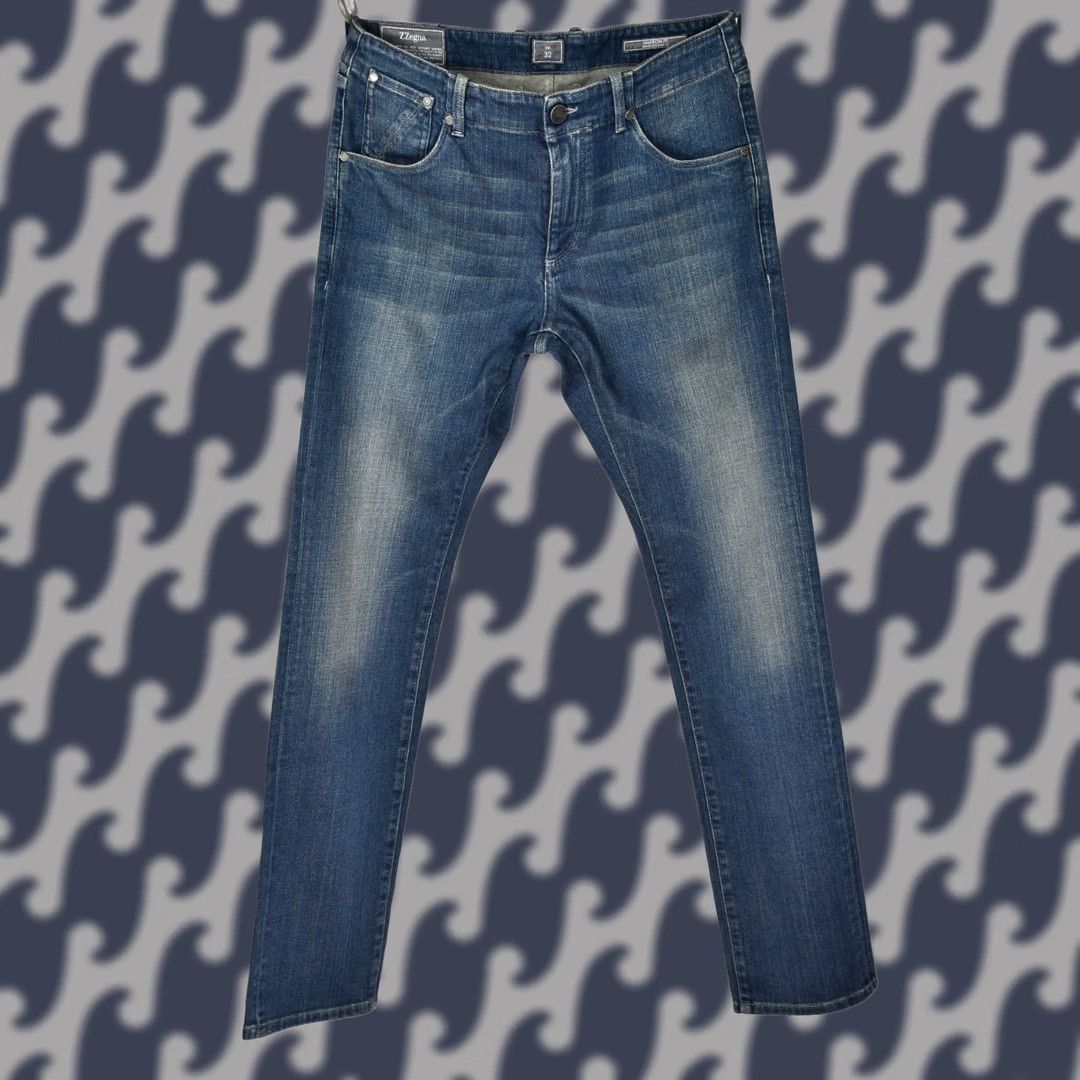 Z Zegna Z Zegna Jeans Narrow Fit Low Rise Men 32 Regular Blue Denim 98% Cotton 2% Elastane Plain Solid Vintage No 90s not applicable Size US 32 / EU 48 - 1 Thumbnail