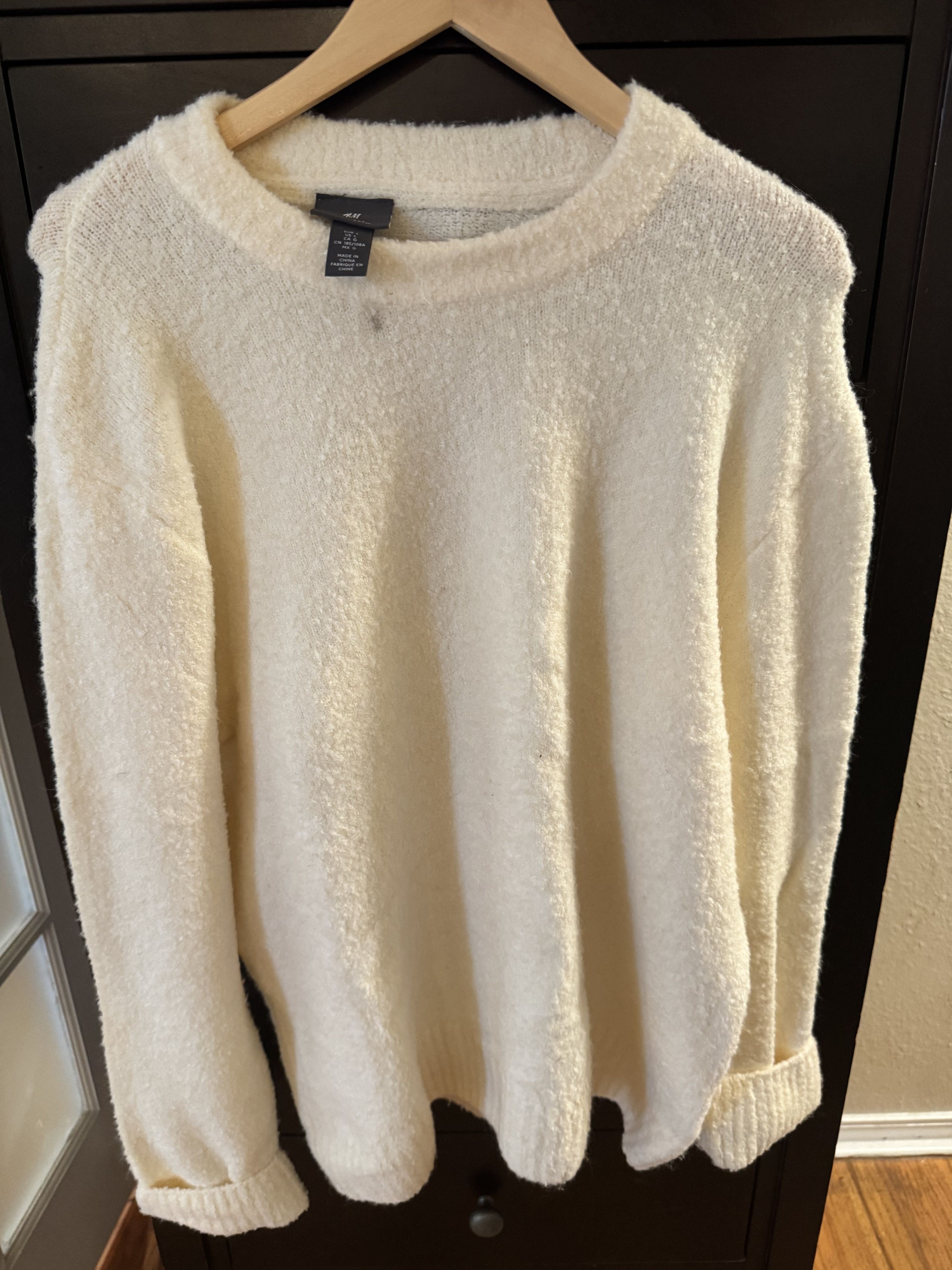 H&M H&M White Cotton Sweater. US L. No Defects Size US L / EU 52-54 / 3 - 2 Thumbnail