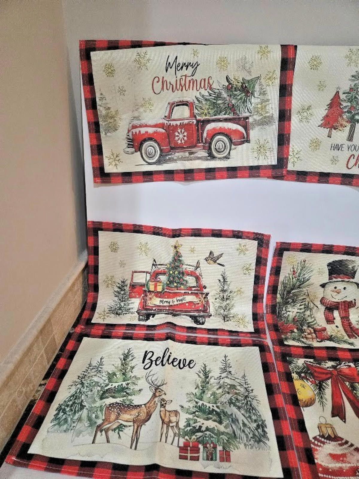 The Unbranded Brand Christmas Placemats Set of 6 Red Truck Let it Snow NEW Size ONE SIZE - 6 Thumbnail