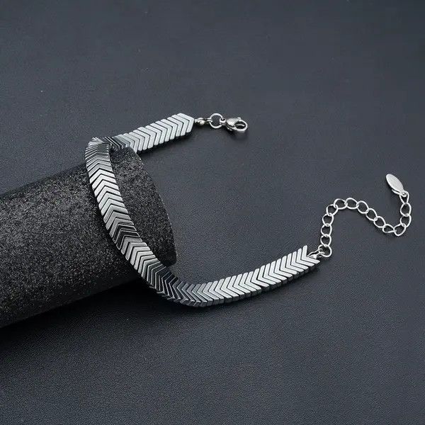 Jewelry Black Chevron Link Chain Bracelet, Adjustable Men's Bracelet Size ONE SIZE - 7 Thumbnail