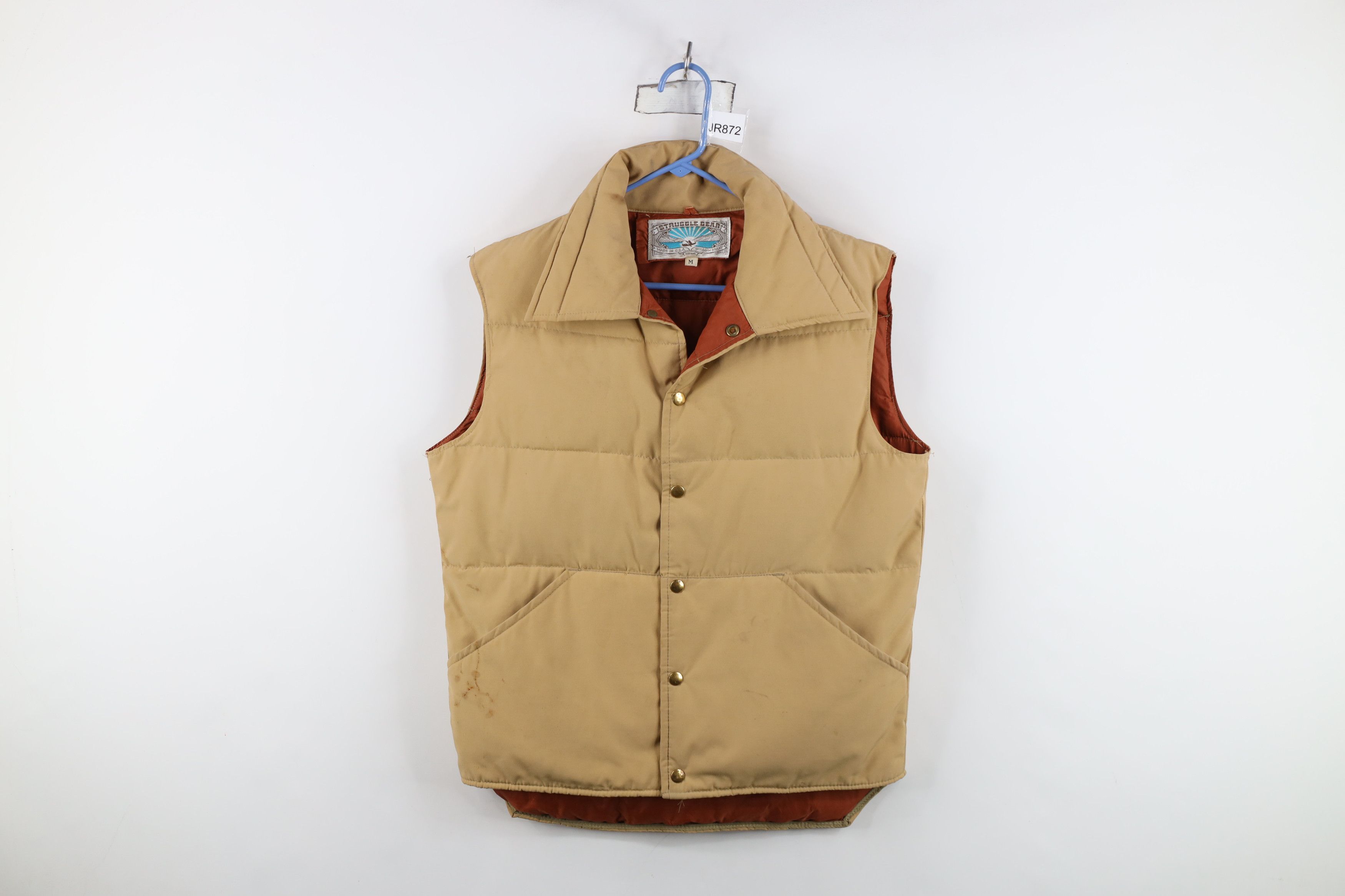 Vintage 70s Streetwear Down Puffer Vest Jacket Brown USA
