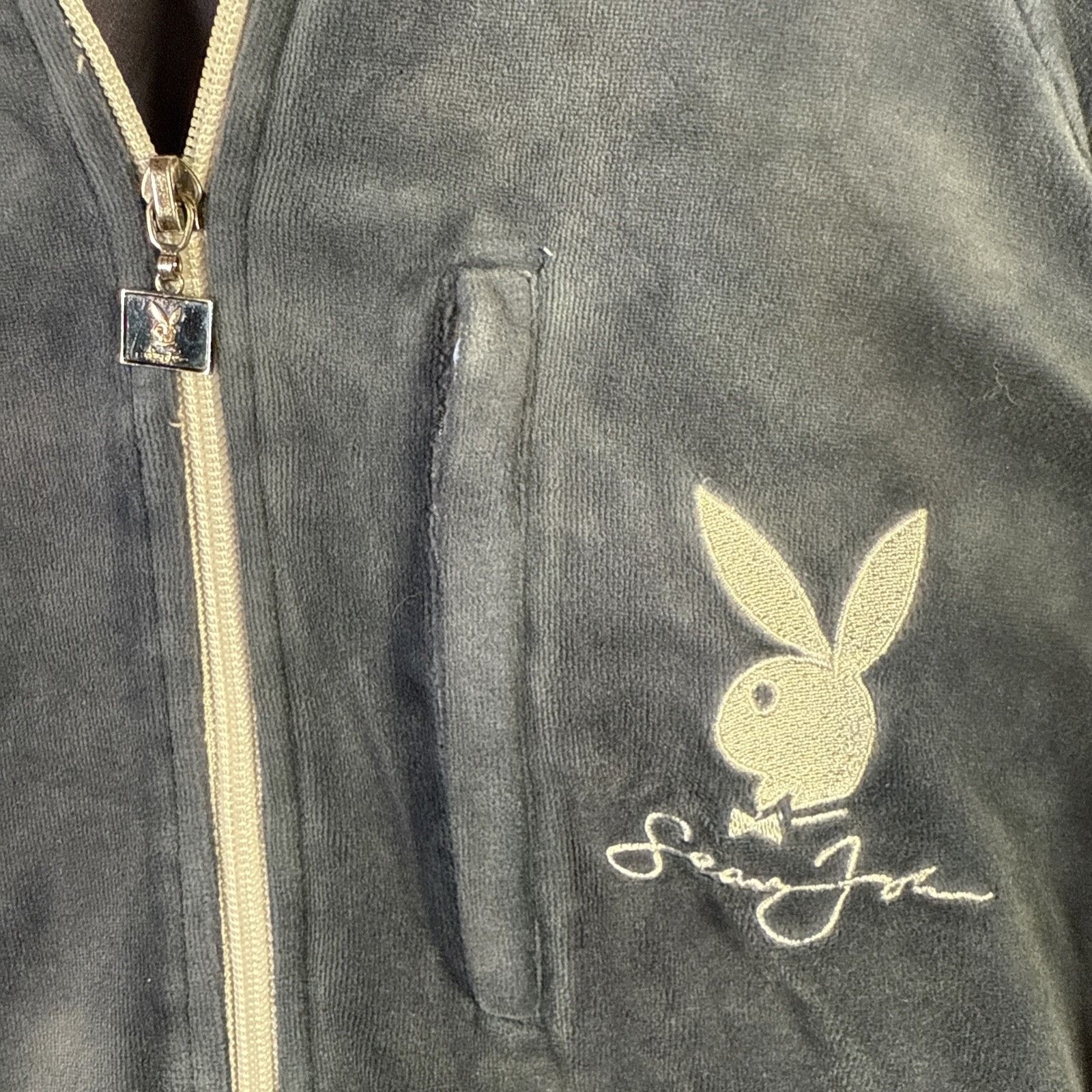 Playboy Vintage Playboy Jacket Adult Large Navy 90s Velvet Zip Up Size US L / EU 52-54 / 3 - 3 Thumbnail