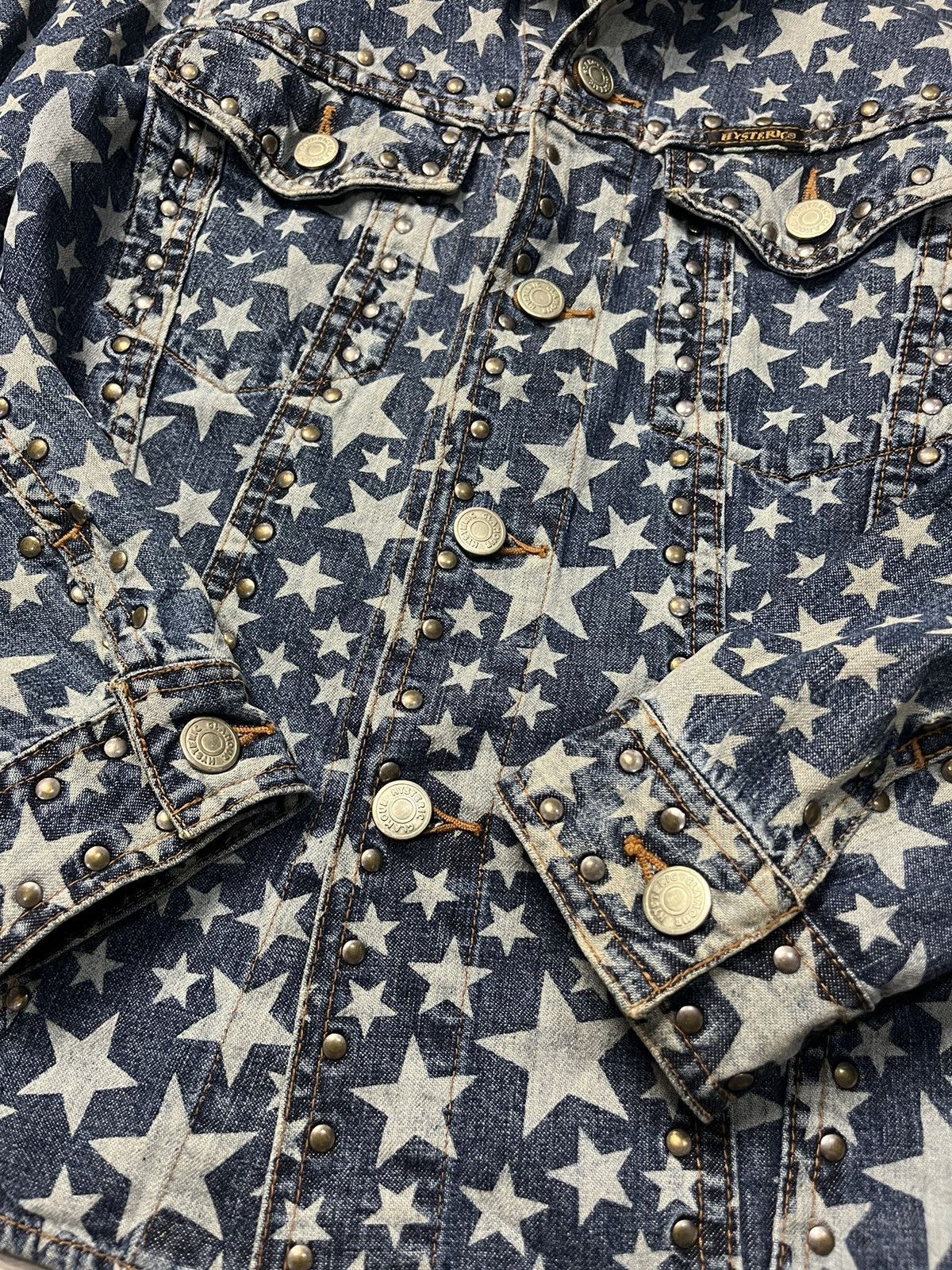 Hysteric Glamour × Japanese Brand Vintage Hysteric AOP Star Studded Denim Jacket Size S / US 4 / IT 40 - 6 Thumbnail