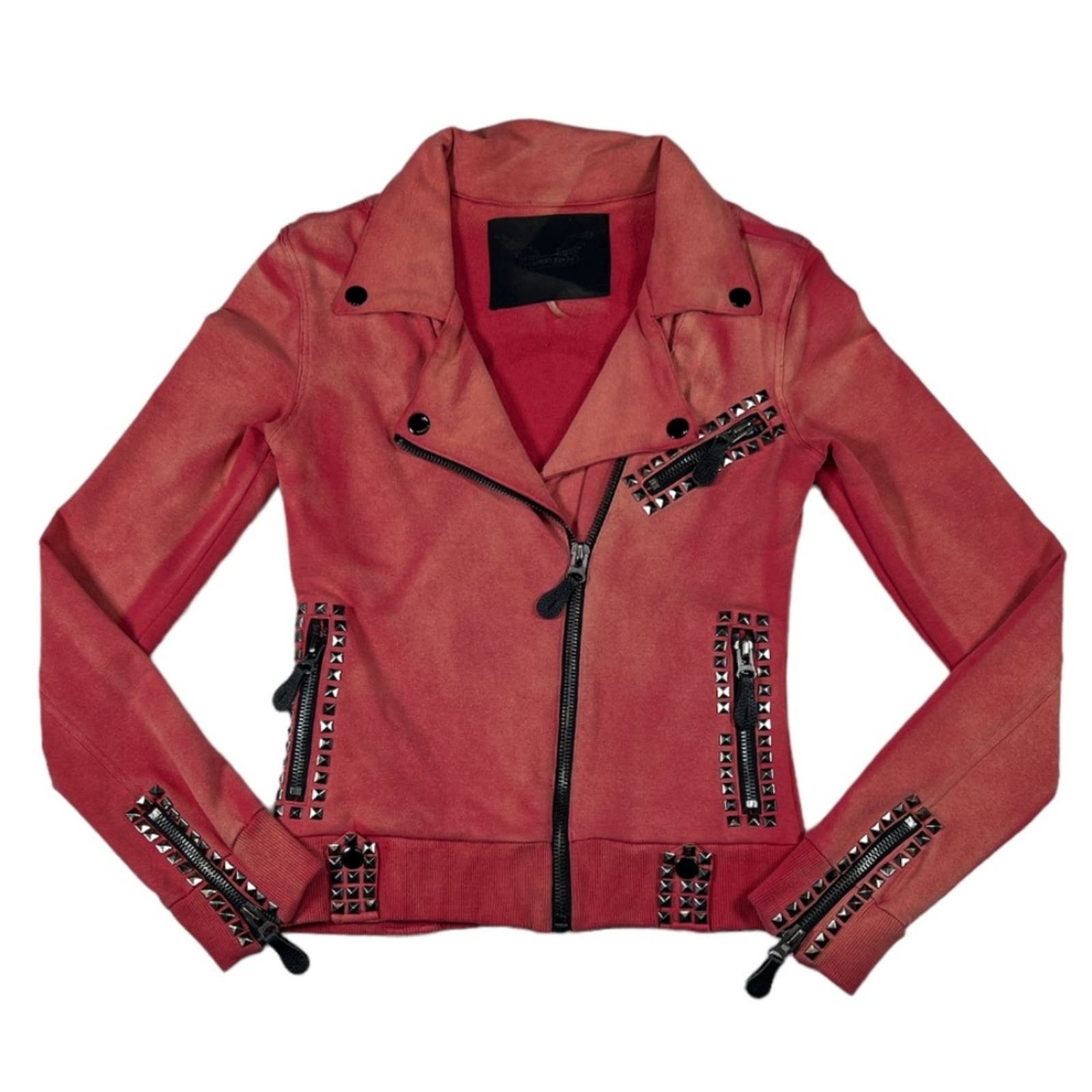 image of Robins Jeans Robin Jean Beaded/spiked Red Jacket/blazer | Size M, Women's
