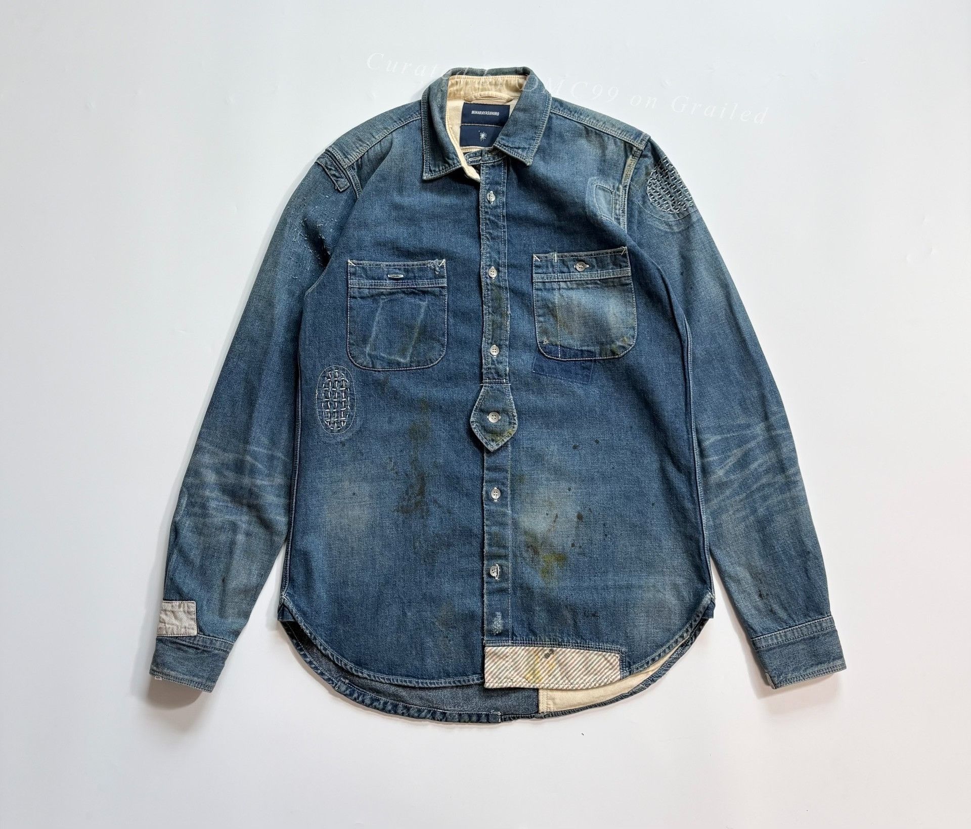 Maison MIHARA YASUHIRO Miharayasuhiro Distressed Denim Shirt Size US S / EU 44-46 / 1 - 1 Thumbnail