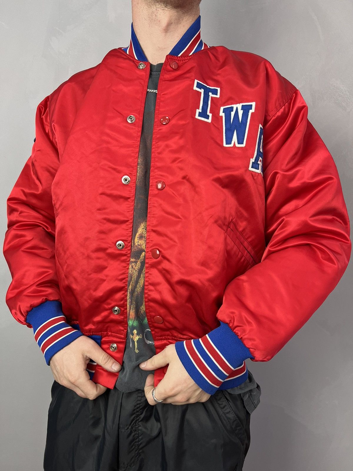 Fubu × Vintage Vintage USA Satin Bomber Jacket Varsity 05 Two Tone 2000s Size US L / EU 52-54 / 3 - 3 Thumbnail