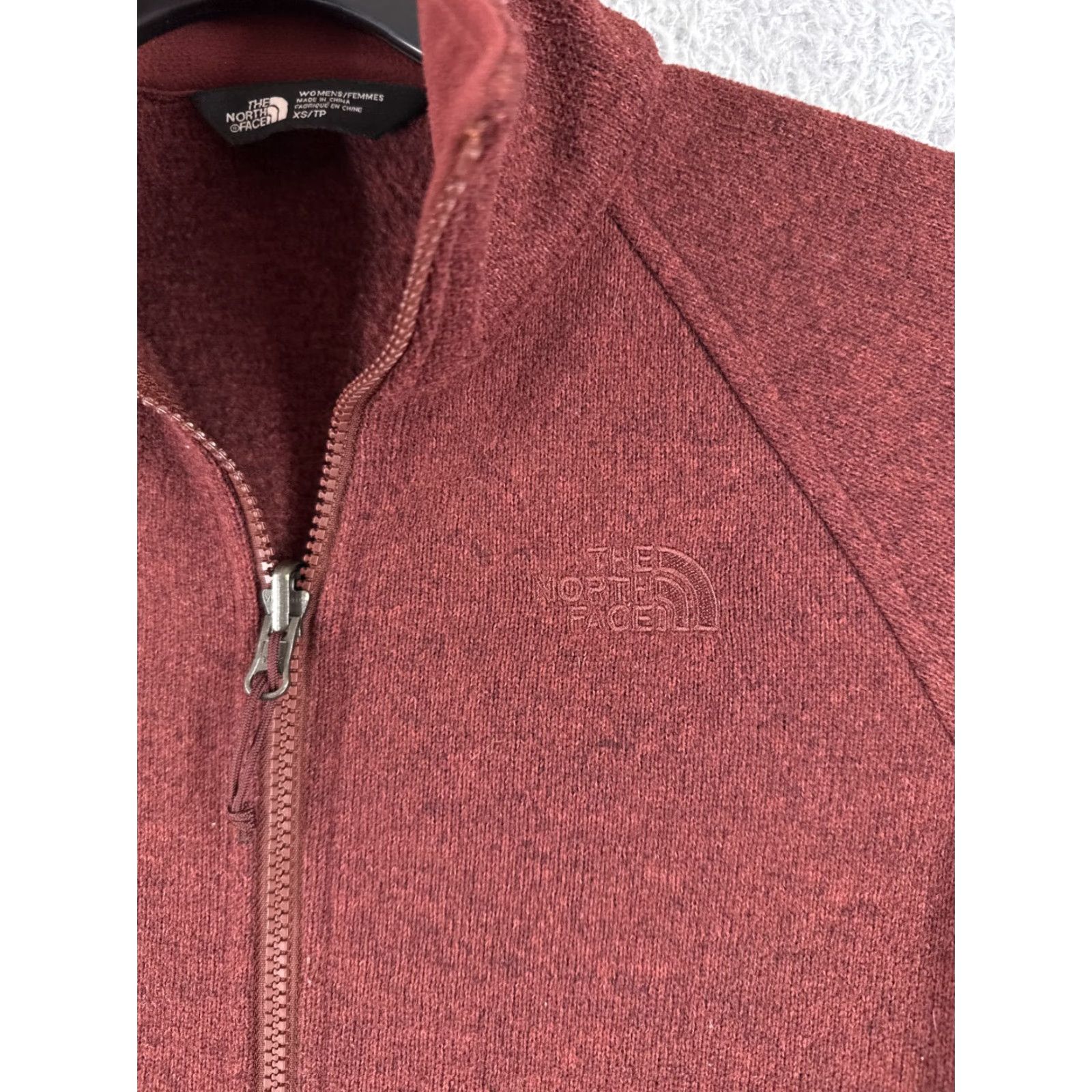 The North Face The North Face Jacket Womens XS Red Knit Shell Mock Neck Fleece Lined Size XS / US 0-2 / IT 36-38 - 6 Thumbnail