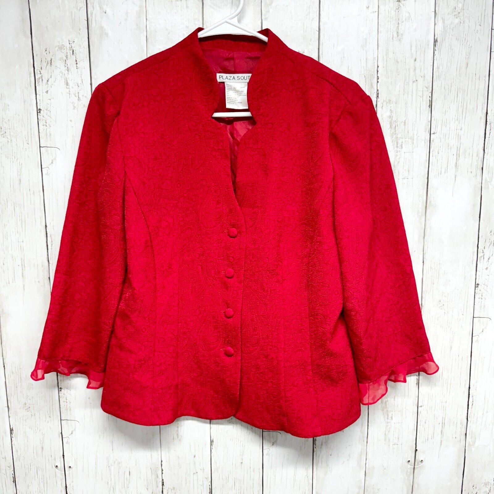 Other Plaza South Blazer Size 10 Red Laced Trim Cuff Button Down Size L / US 10 / IT 46 - 1 Thumbnail