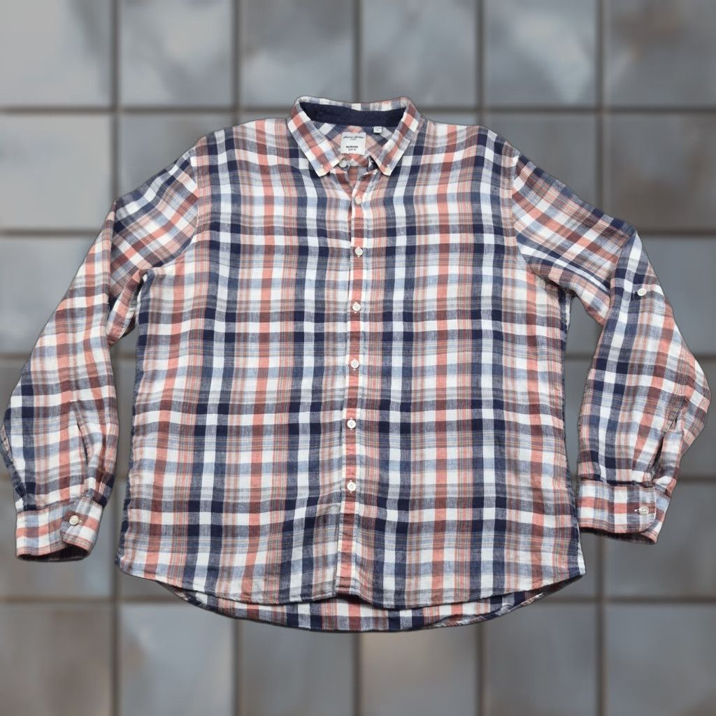 Murano Murano Baird Mcnutt Shirt Mens XL Button Up Plaid Linen Slim Fit Long Sleeve Multicolor Size US XL / EU 56 / 4 - 1 Thumbnail