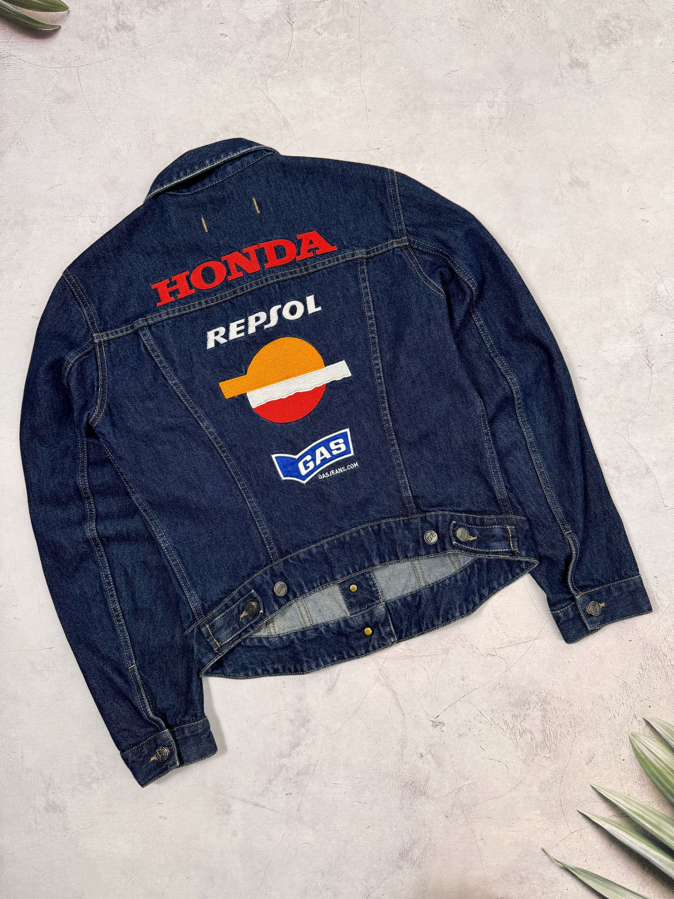 GAS × Honda Gas Denim Jacket Honda Repsol Racing Michelin Women Size L / US 10 / IT 46 - 20 Thumbnail