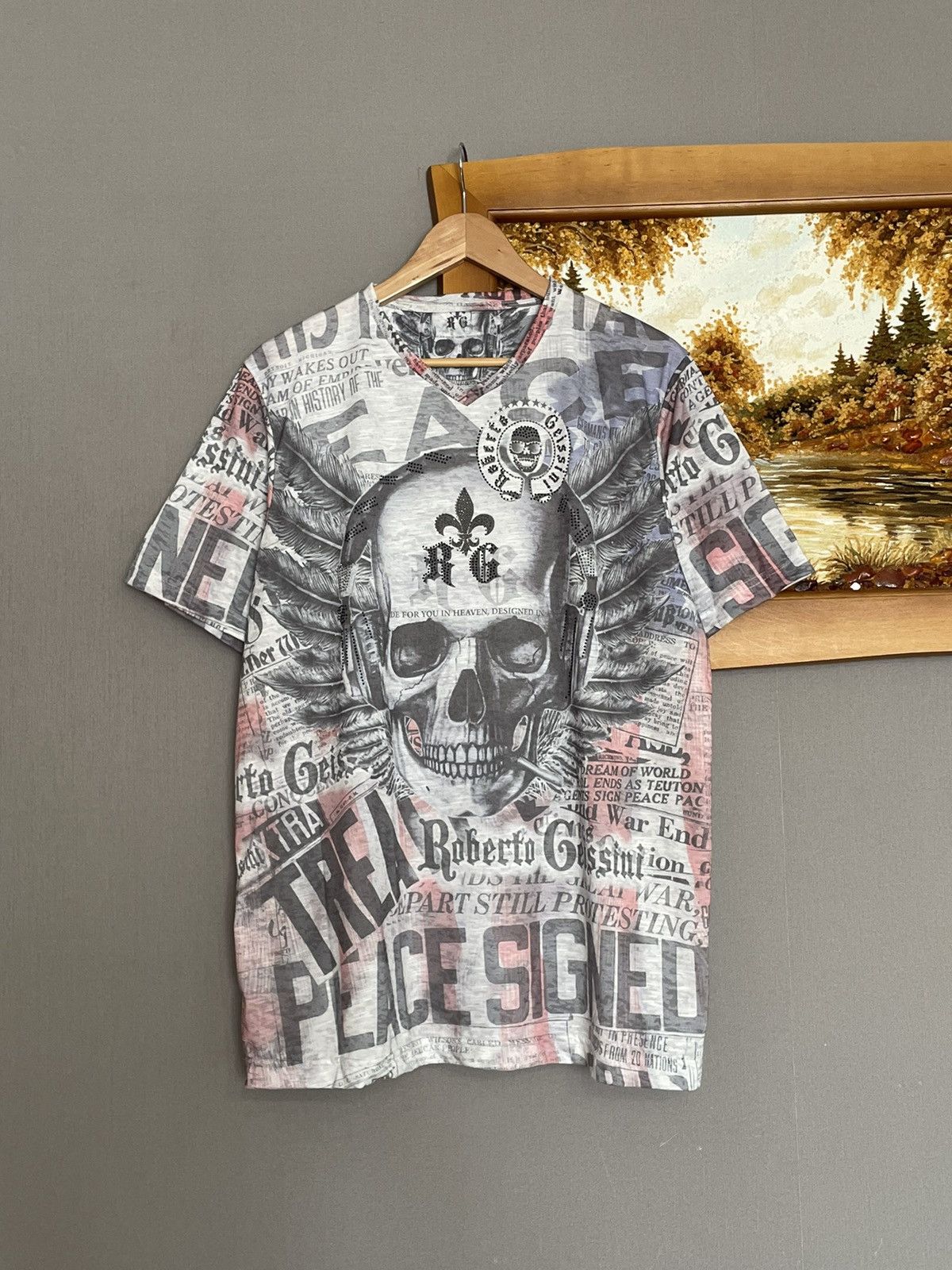 Vintage Affliction Rock Revival Skull Tribal All Over Print Tee y2k Size US L / EU 52-54 / 3 - 1 Thumbnail