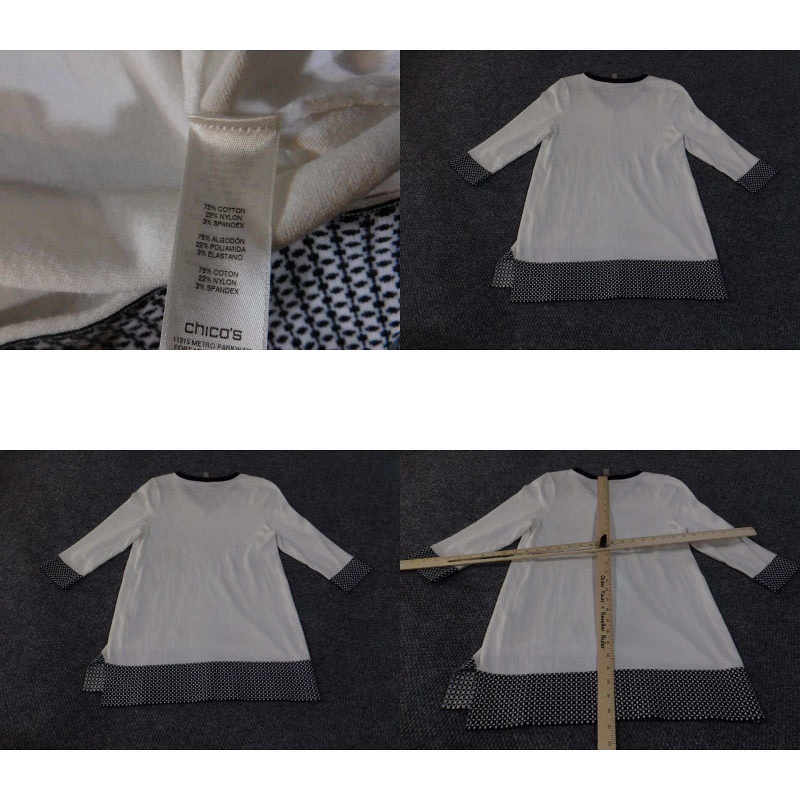 Vintage Chicos White Knit Pullover Womens V-Neck Cotton Stretch 3/4 Sleeve Lightweight Pullover Sweatery Shirt? Size XS / US 0-2 / IT 36-38 - 8 Thumbnail