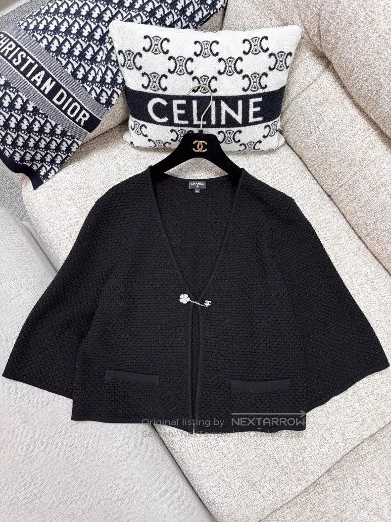Chanel Chanel Flower brooch button cloak knitted cardigan coat Size S / US 4 / IT 40 - 2 Thumbnail