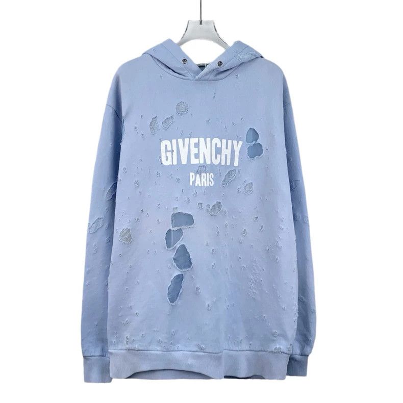 Givenchy Givenchy Light Blue Logo Letter Print Distressed Ripped Co Size US M / EU 48-50 / 2 - 1 Thumbnail