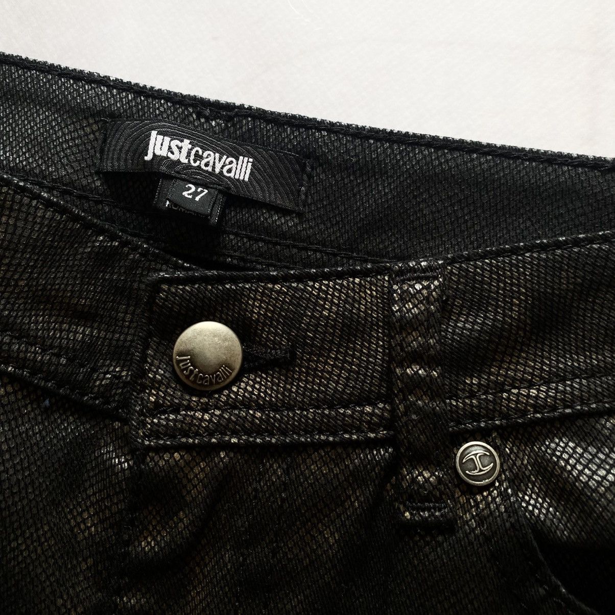 Roberto Cavalli Archive Just Cavalli Rare Snake Skin Black/Gold Print Pants Size 27" / US 4 / IT 40 - 8 Thumbnail