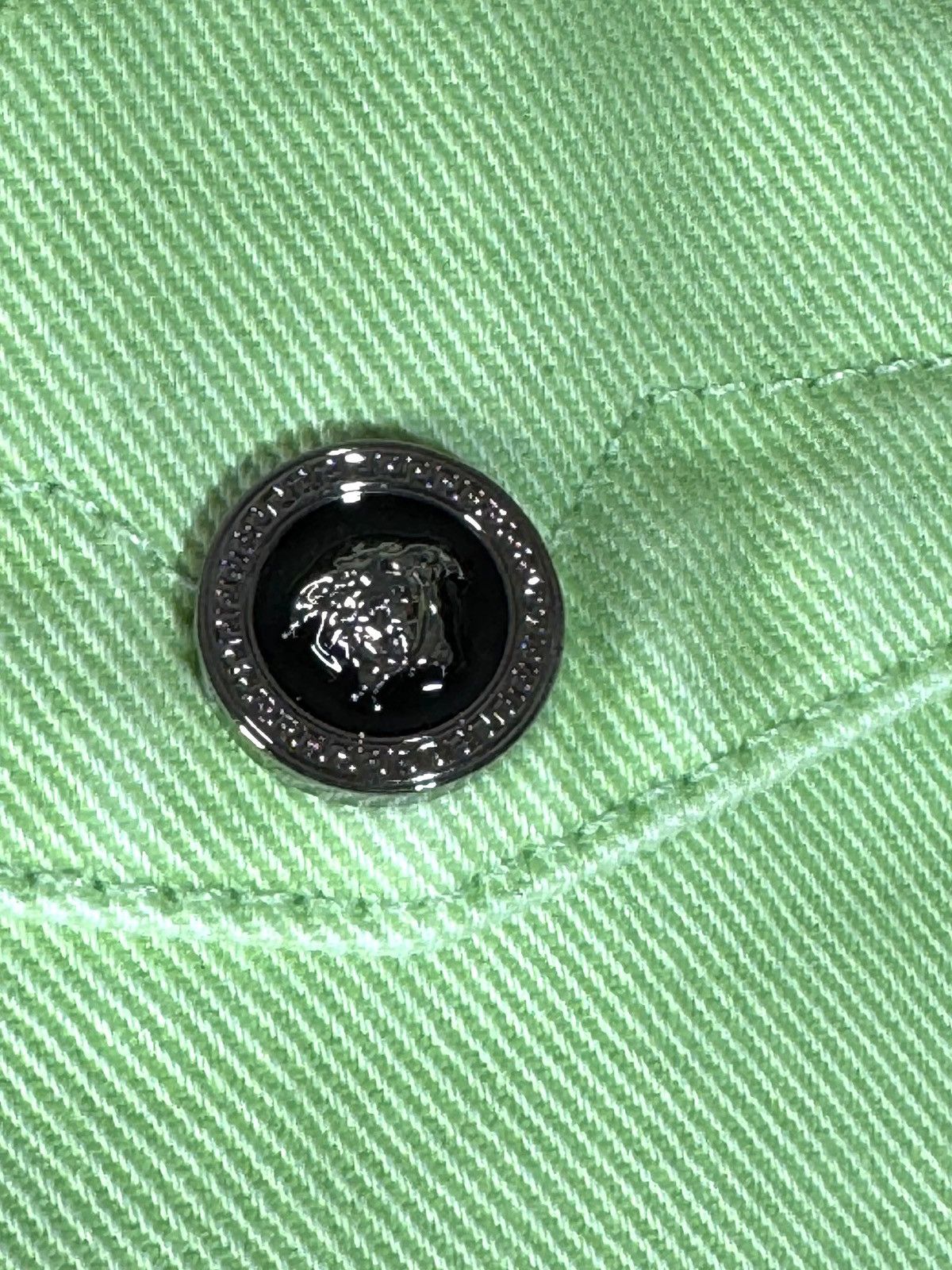 Versace Versace Lime Green Denim Shirt Jacket with Metal Details Size US M / EU 48-50 / 2 - 5 Thumbnail