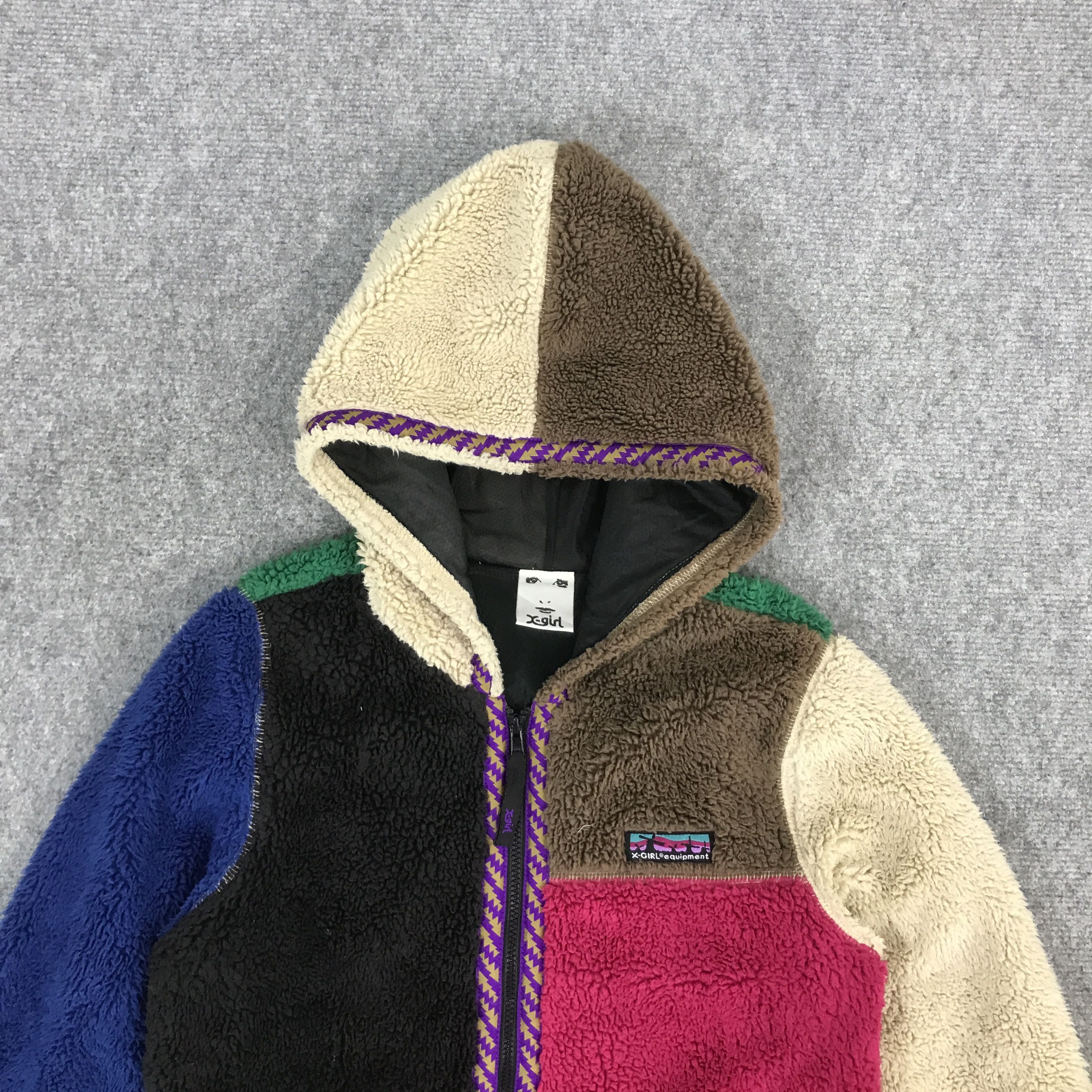 X GIRL FLEECE SHERPA MULTICOLOU HOODIES JACKET