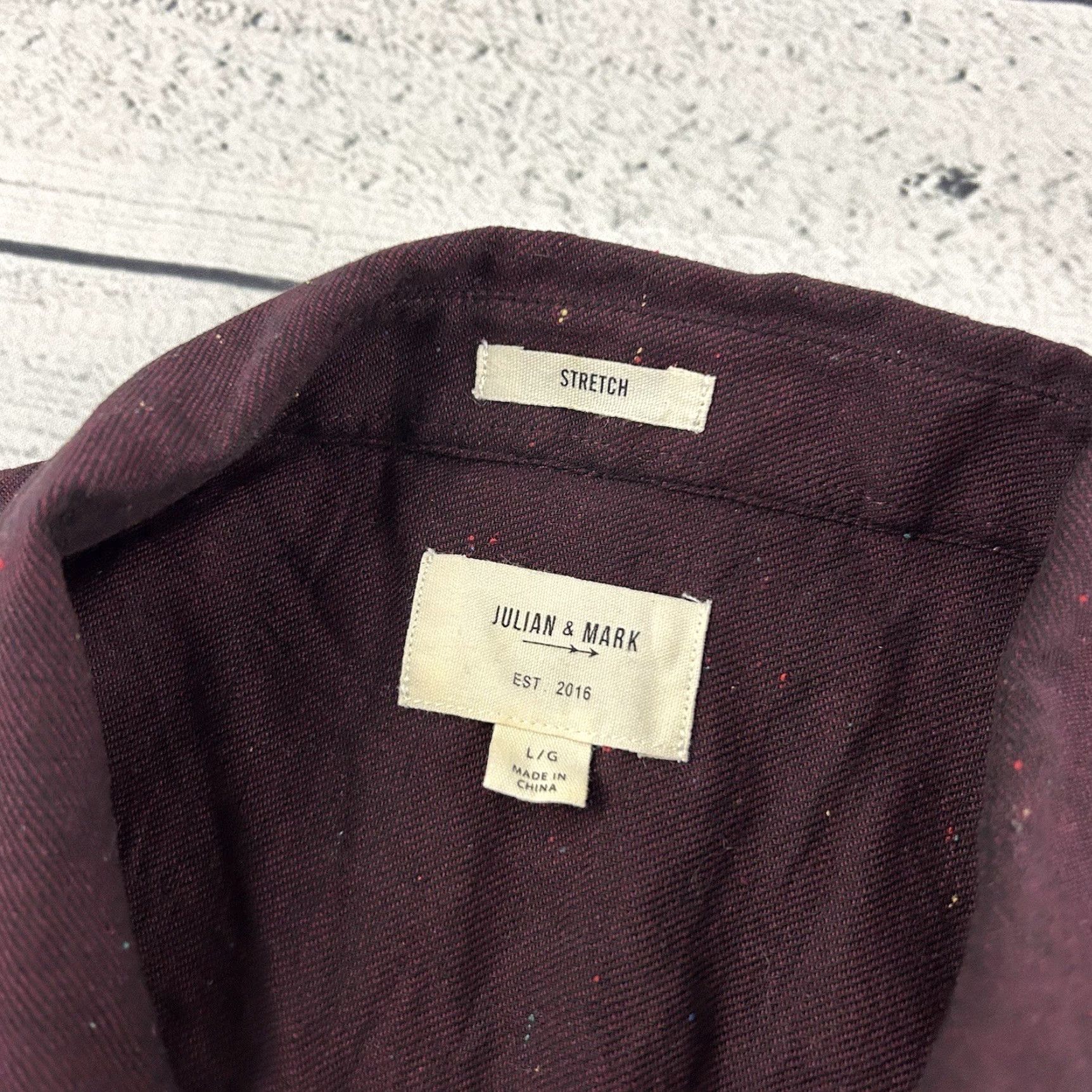 Vintage Julian & Mark Shirt Long Sleeve Button-Up Men L Maroon Purple Stretch Cotton Button Front Size US L / EU 52-54 / 3 - 2 Thumbnail