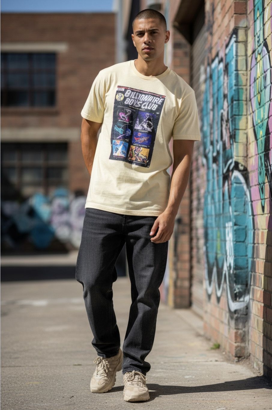 Billionaire Boys Club Billionaire Boys Club Space Comic Tee Cream Medium Vintage Size US M / EU 48-50 / 2 - 1 Thumbnail