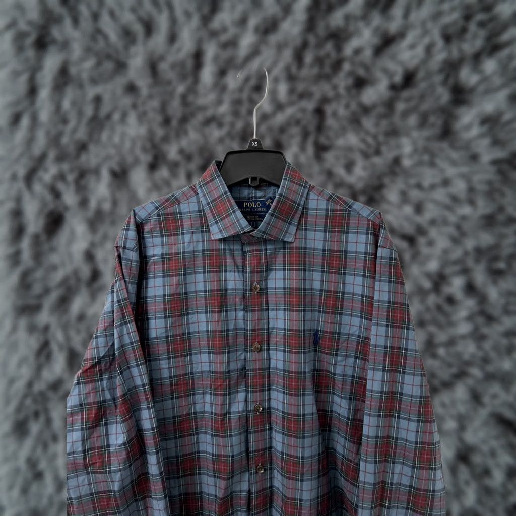 Polo Ralph Lauren Polo Ralph Lauren Shirt Mens L Blue Red 100% Cotton Stretch Plaid Button Up L/S Mens Regular Modern Classic Mens Shirt Size US L / EU 52-54 / 3 - 1 Thumbnail