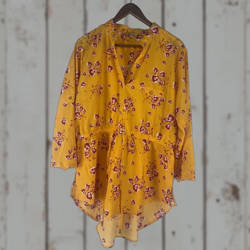 Vintage Mph Collection Gold/Multi Floral Tunic Top Womens Size 2X India Size XXL / US 16-18 / IT 52-54 - 1 Thumbnail
