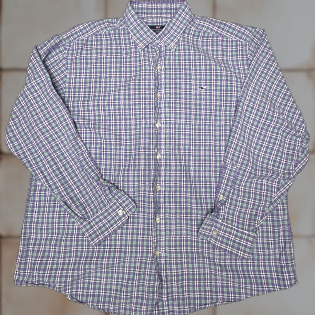 Vineyard Vines Vineyard Vines The Whale Shirt Long Sleeve Button-Down Purple Mens XL Pattern Plaid Button-Up Casual Size US XL / EU 56 / 4 - 1 Thumbnail