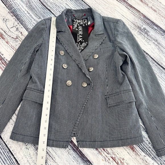 Other ANORAK Navy Pinstripe Double-Breasted Blazer Size L / US 10 / IT 46 - 9 Thumbnail
