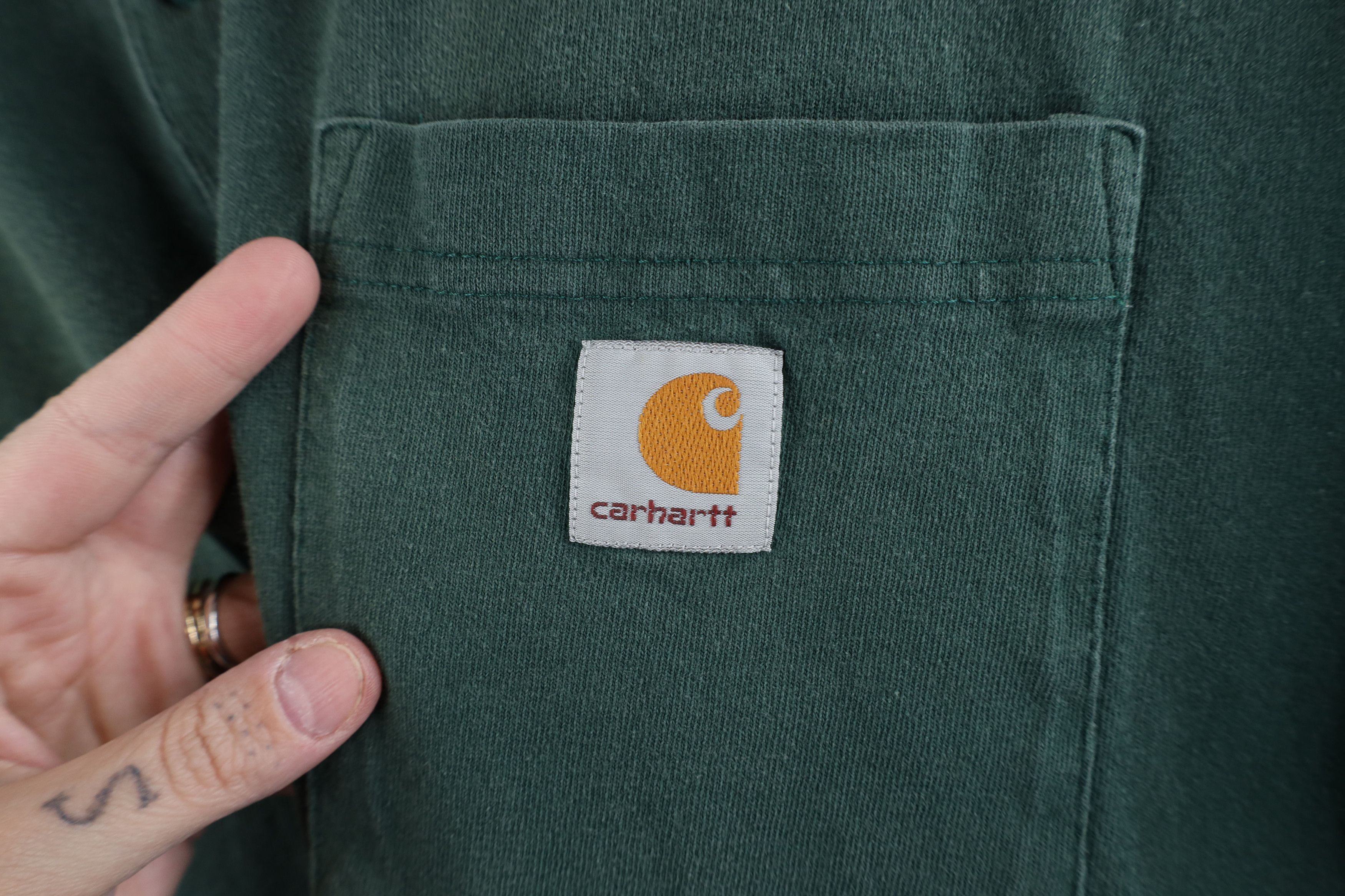 Carhartt × Vintage Vintage Y2K Carhartt Sun Faded Henley T-Shirt Green Cotton Size US L / EU 52-54 / 3 - 4 Thumbnail