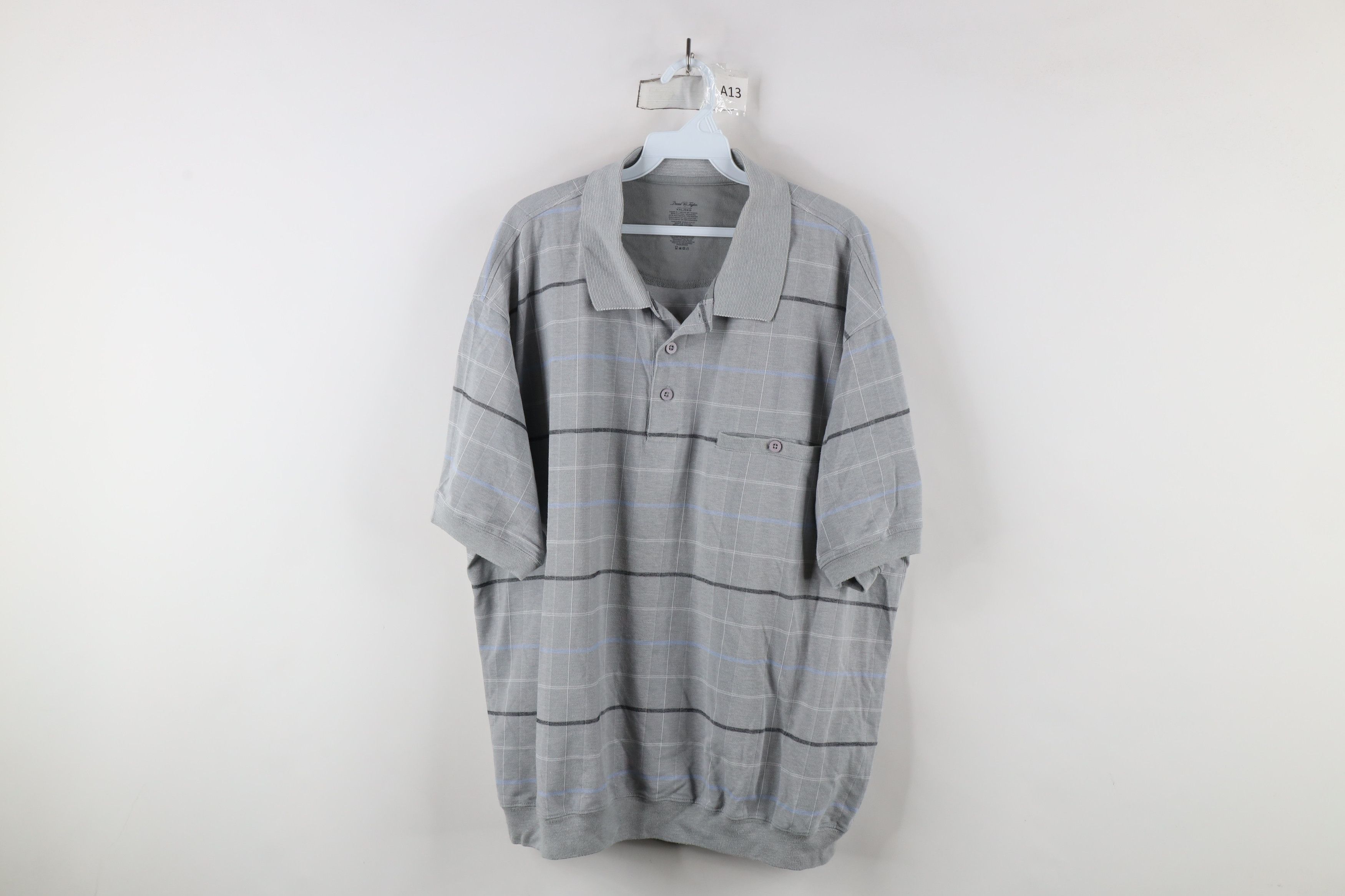 Vintage Vintage 90s Streetwear Pullover Polo Shirt Gray Plaid Size US XXL / EU 58 / 5 - 1 Thumbnail
