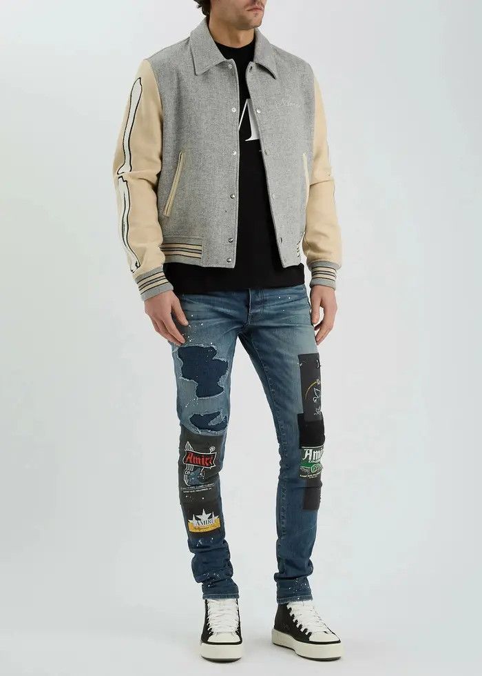Amiri o1orln0326 Lounge Patch-Appliqué Jeans in Blue Size US 38 / EU 54 - 4 Thumbnail