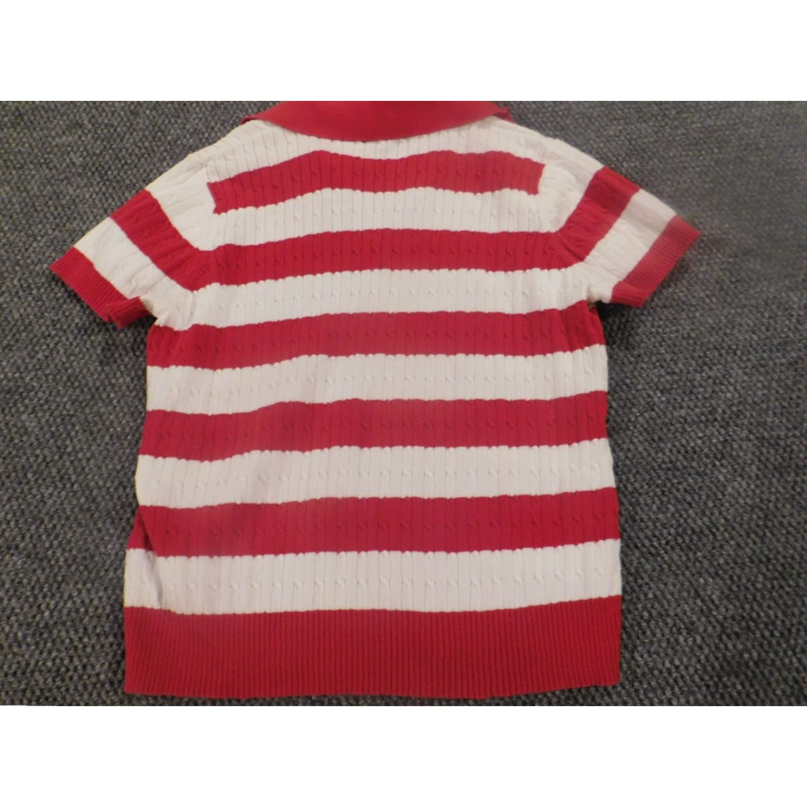 Vintage Kim Rogers Womens Blouse PL Petited Red Striped polo pullover stretch Size L / US 10 / IT 46 - 7 Thumbnail