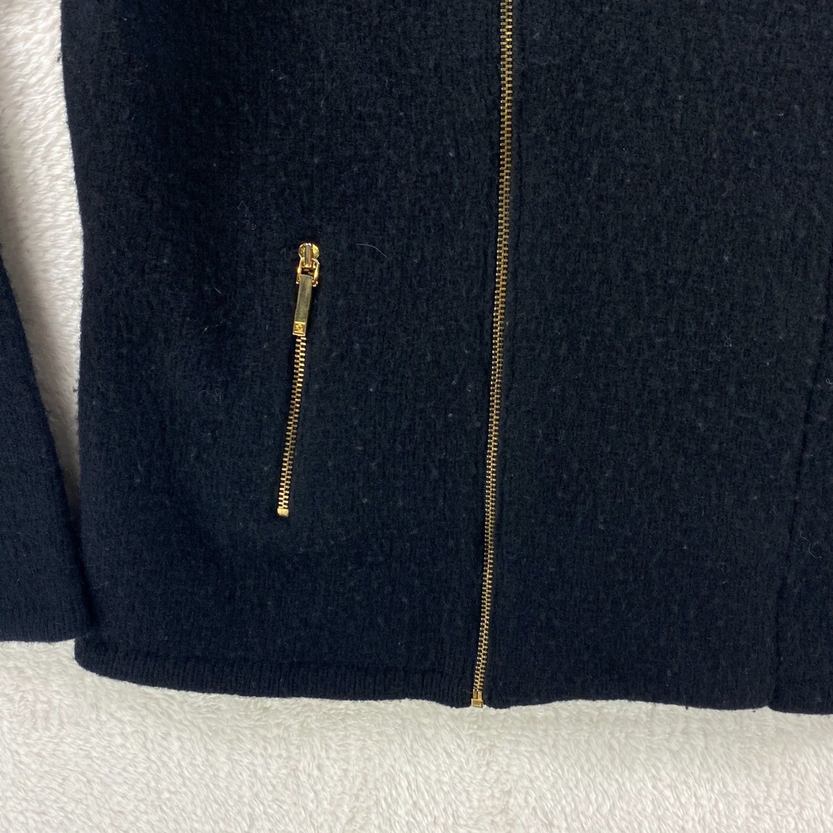 Ralph Lauren VINTAGE Ralph Lauren Womens Large Black Lambswool Sweater Jacket Moto Asymmetrical Zip Size L / US 10 / IT 46 - 4 Thumbnail