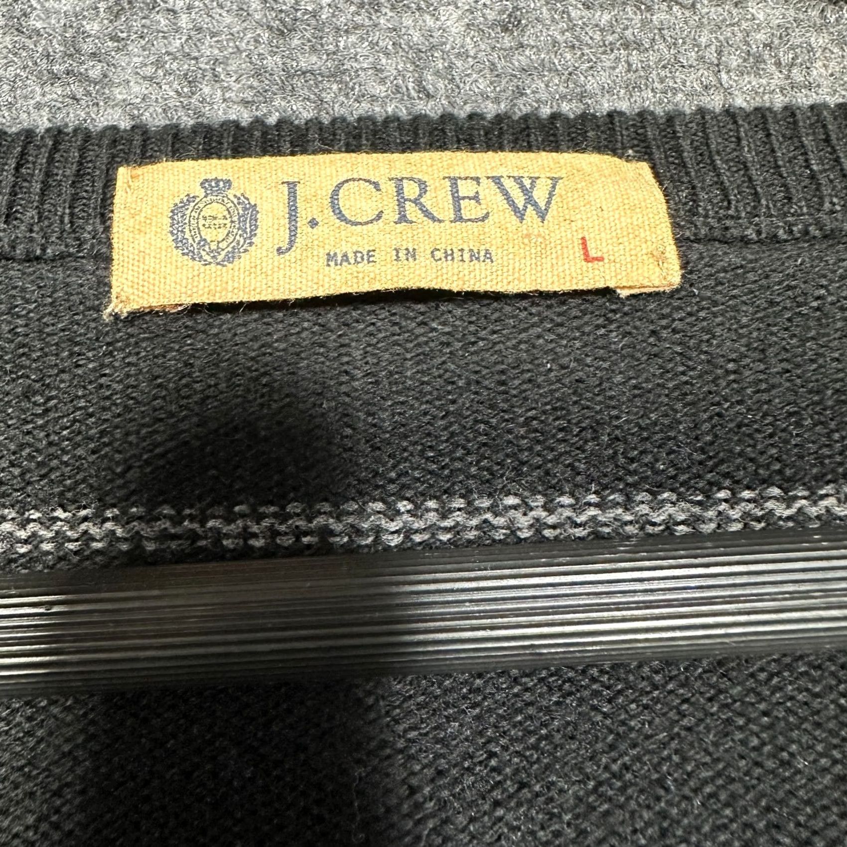 J.Crew J.CREW Sweater Mens L Black Gray Stripe V Neck Long Sleeve Cotton Cashmere Ribbed Cuffs Pullover Knitted Knit Cardigan? Size US L / EU 52-54 / 3 - 4 Thumbnail