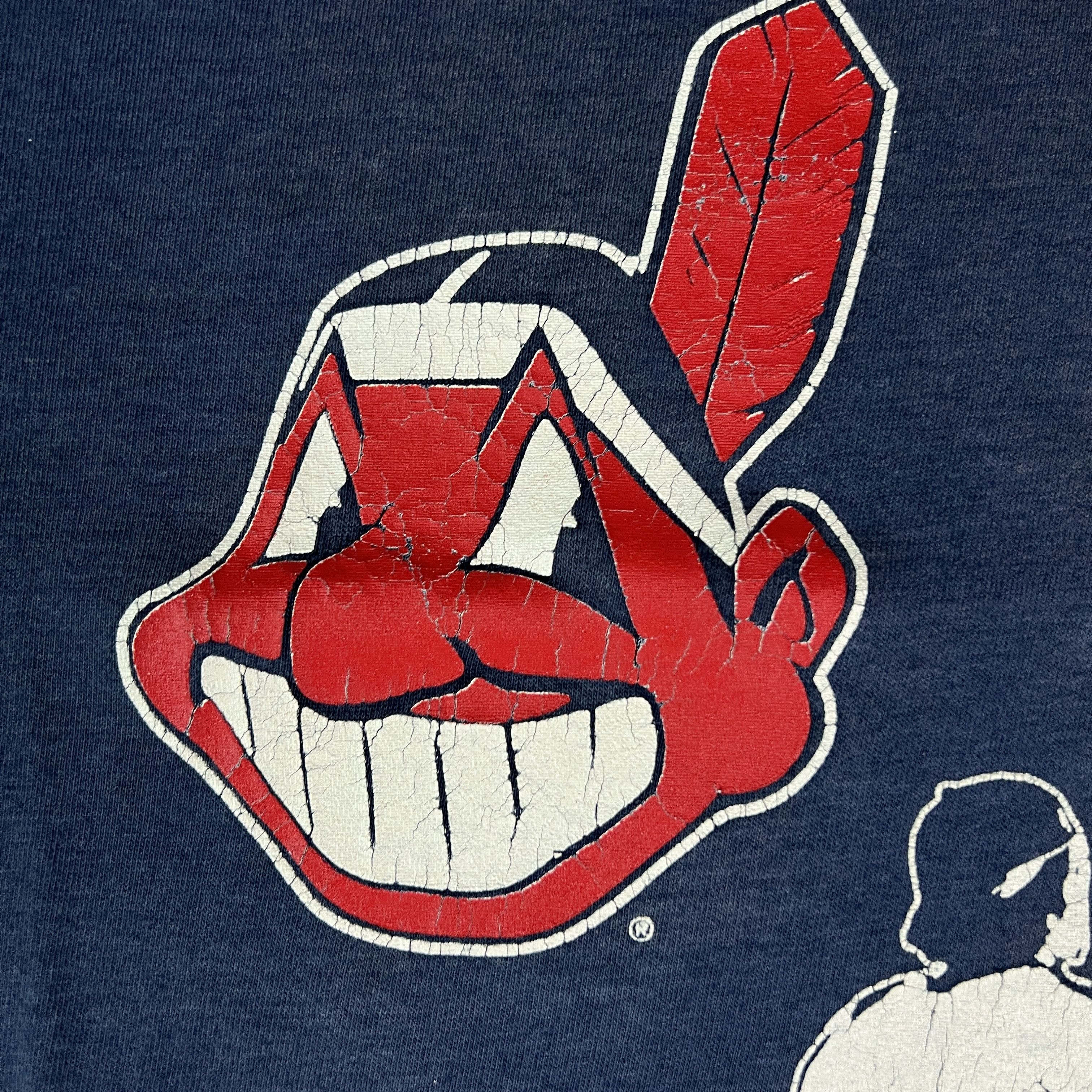 MLB VTG 1990 Cleveland Indians T Shirt Single Stitch Sun Faded Size US XL / EU 56 / 4 - 4 Thumbnail
