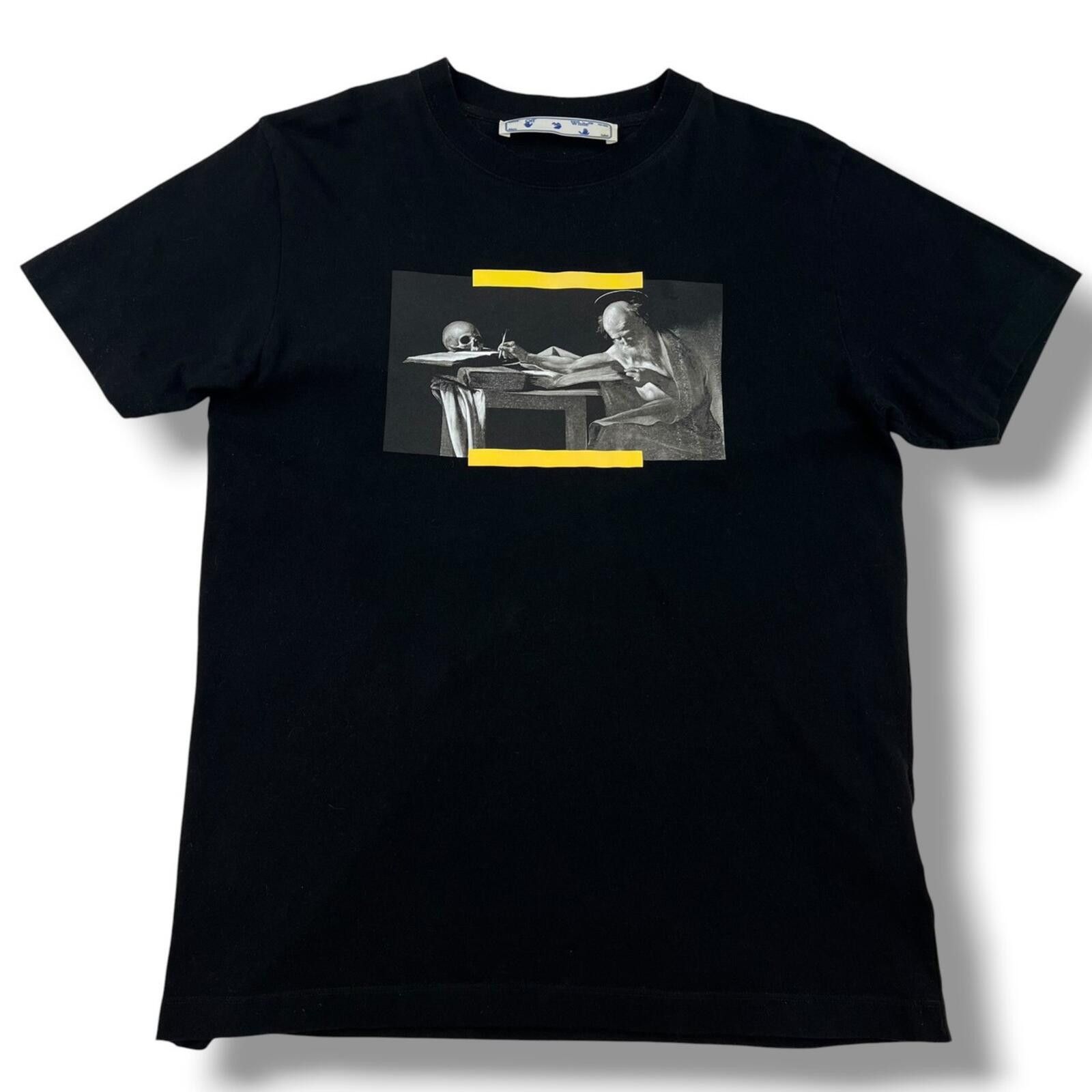 Off-White Off-White Yellow Caravaggio Black T Shirt Size US M / EU 48-50 / 2 - 2 Thumbnail