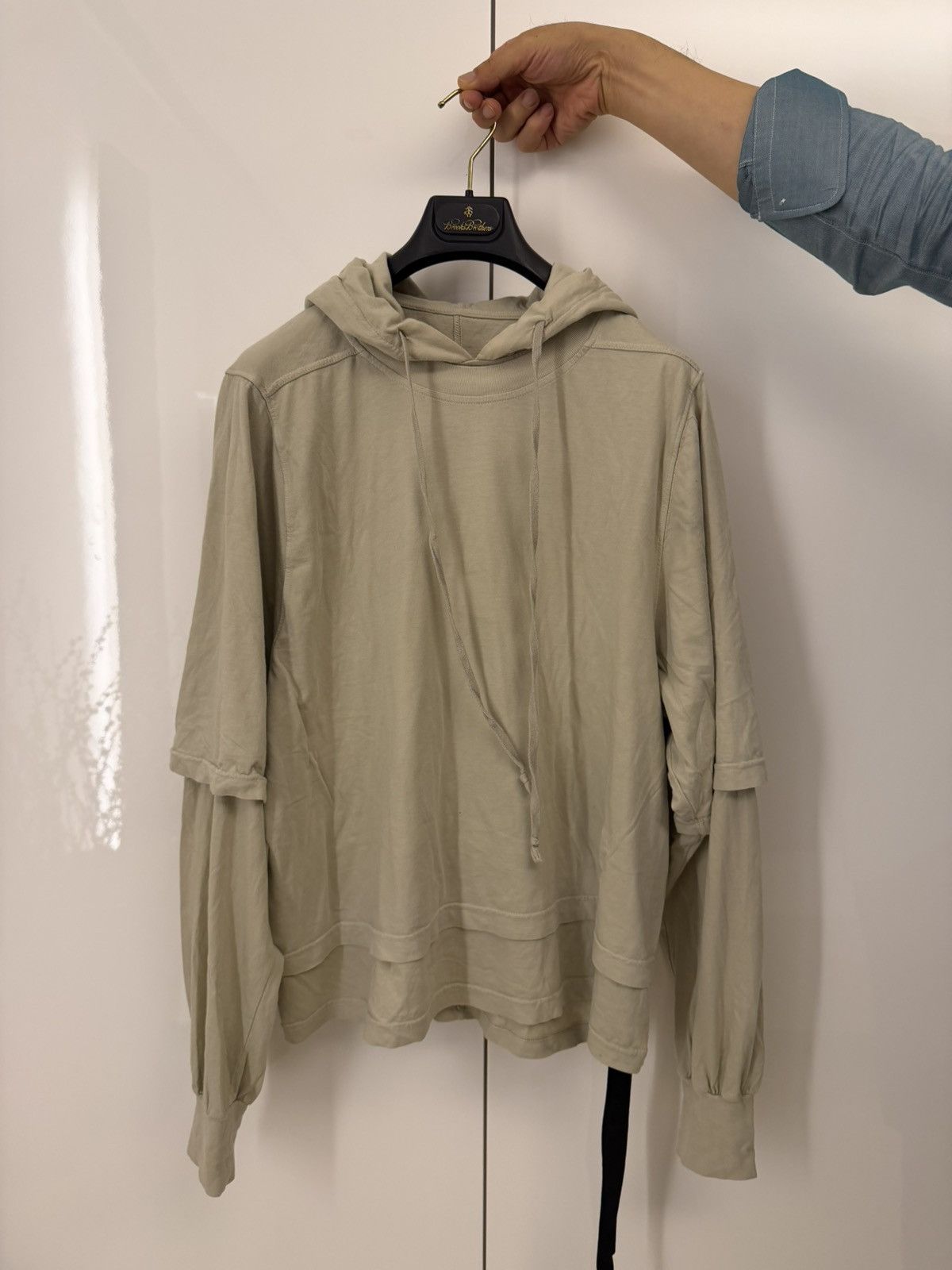 Rick Owens Drkshdw Rick Owens Drkshdw Beige Organic Cotton Hustler Hoodie Size ONE SIZE - 3 Thumbnail
