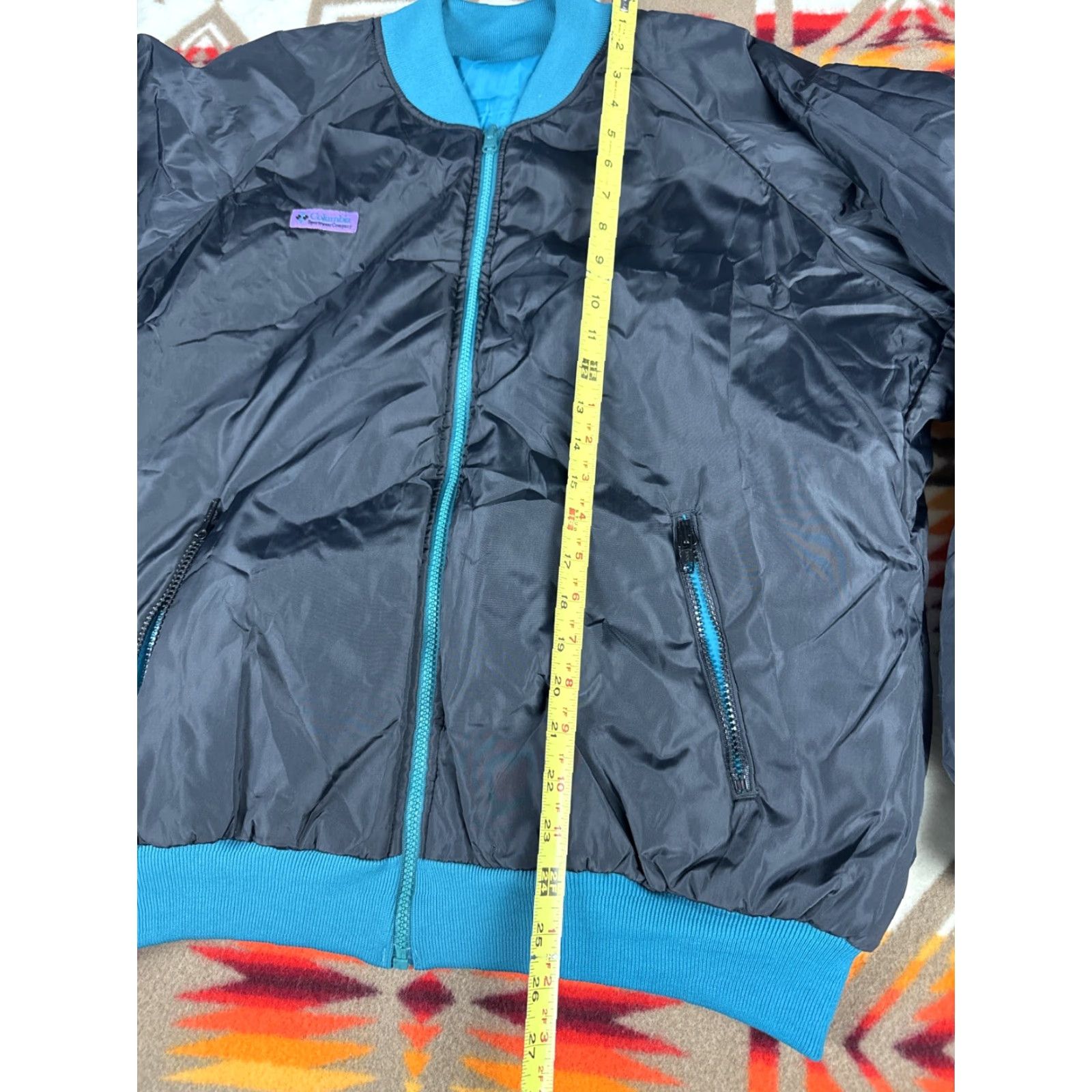 Vintage Columbia Reversible Bomber Windbreaker Jacket Men L Black Aqua Nylon Size US L / EU 52-54 / 3 - 7 Thumbnail