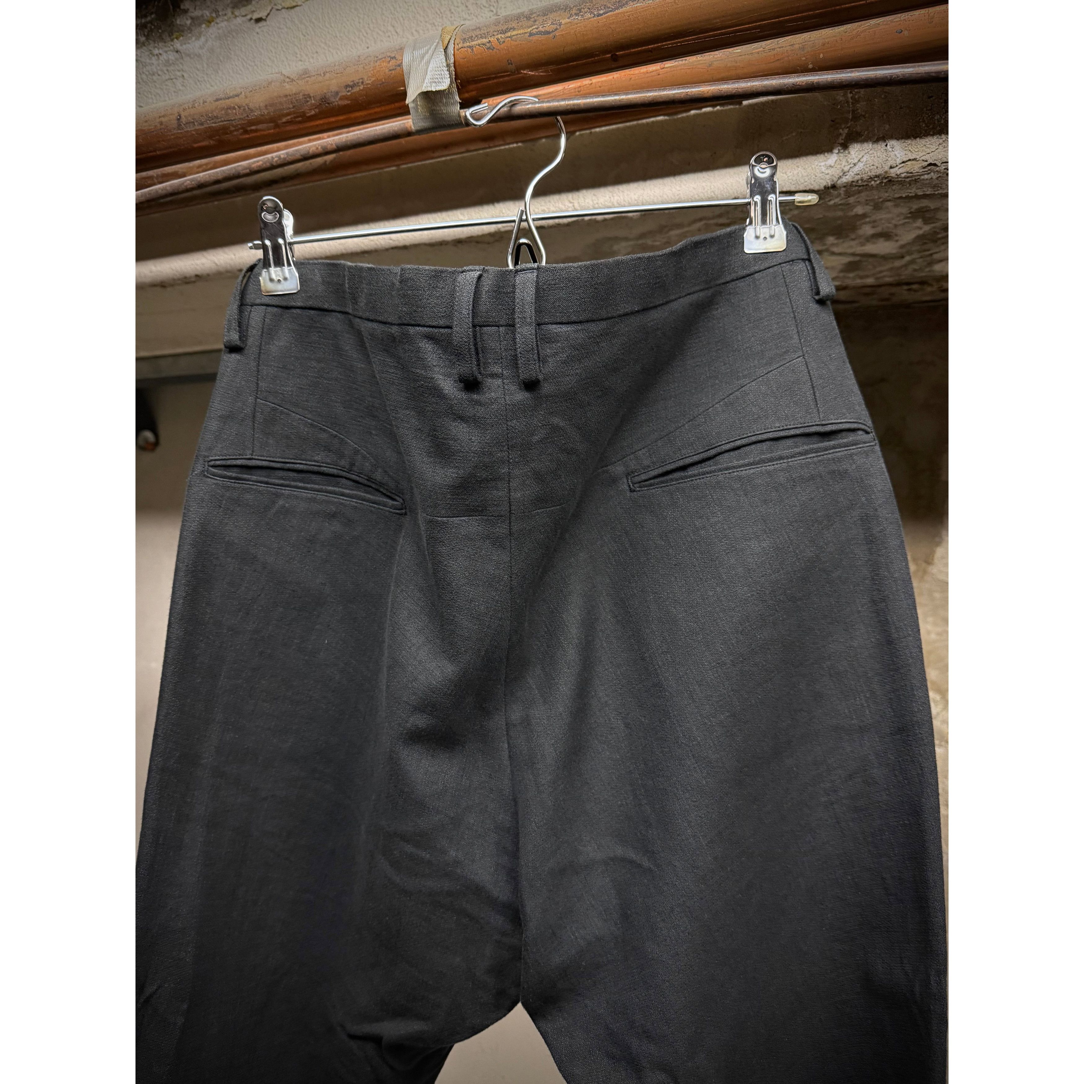Devoa DEVOA SS24 Charcoal Grey Cotton Linen Twisted J-Cut Pants Size US 33 - 8 Thumbnail