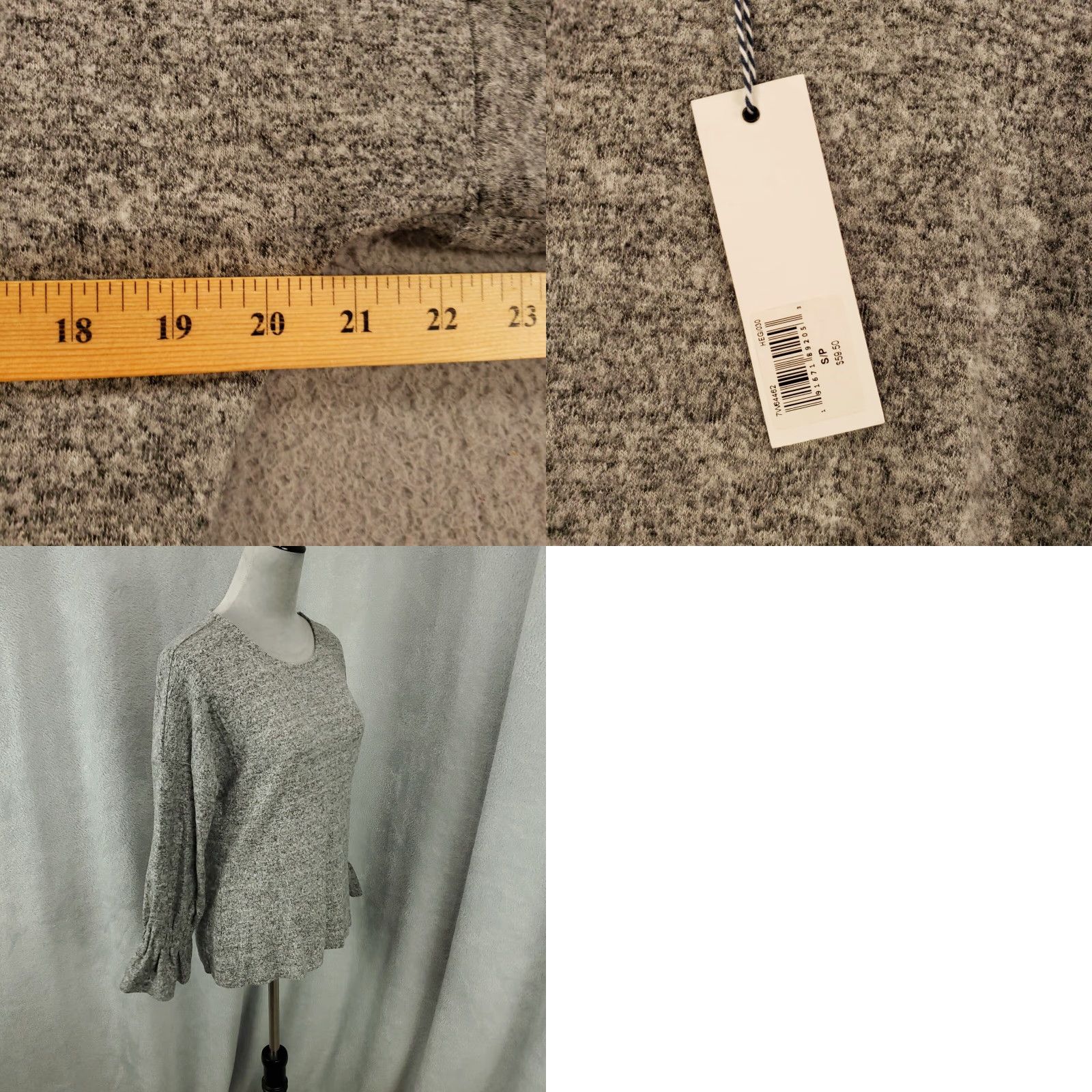 Lucky Brand New Lucky Brand Blouse Top Gray Heathered Flared Bell Flutter Sleeve NWT Size Small Womens Size S / US 4 / IT 40 - 8 Thumbnail