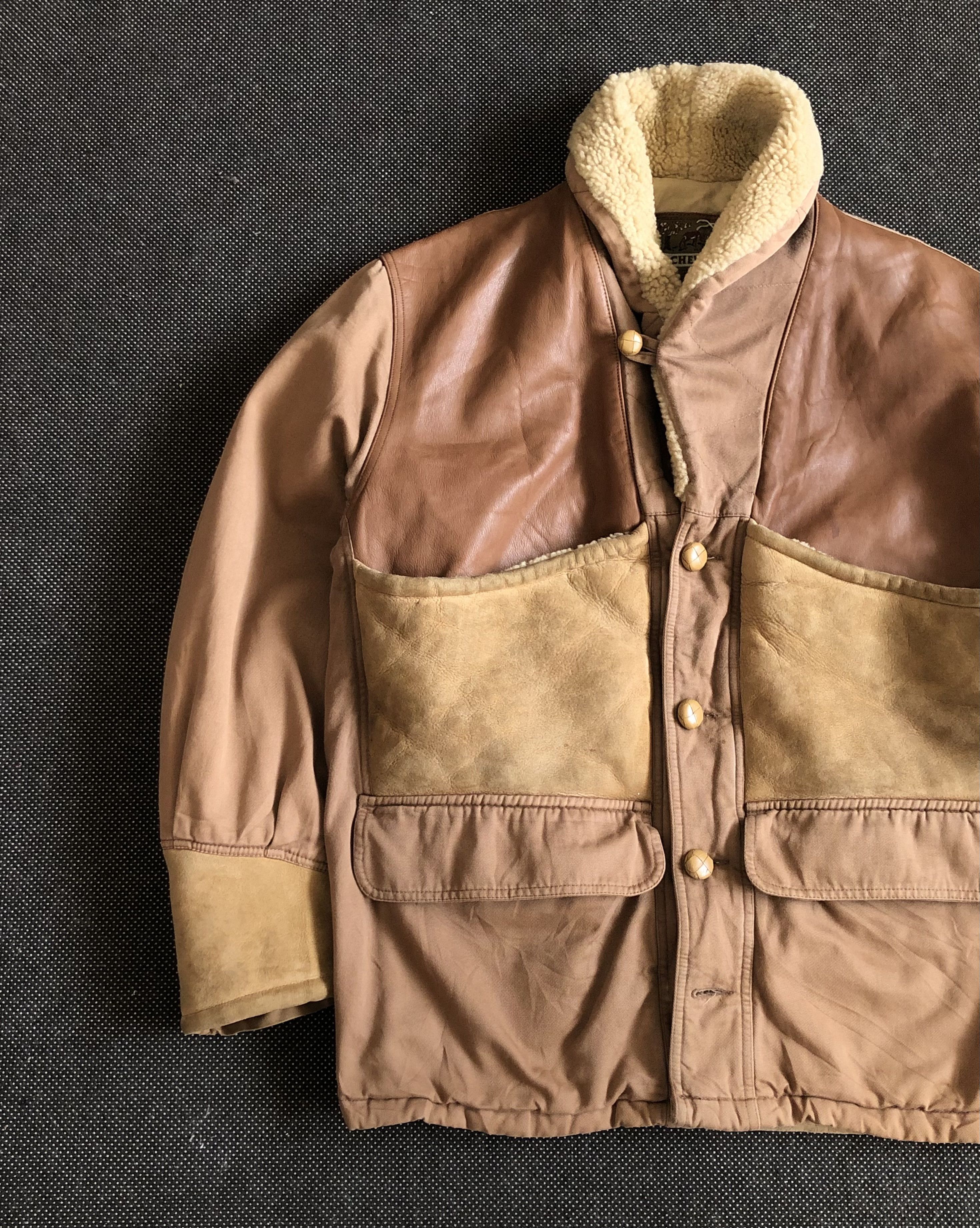 Chevignon RARE🔥VINTAGE CHEVIGNON YOKES LEATHER SHEARLING JACKET Size US XL / EU 56 / 4 - 5 Thumbnail