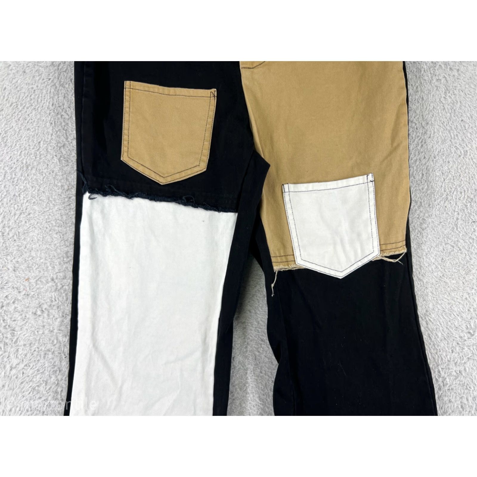 Shein Shein Women's Flared High-Wide Leg Jeans XS Black Beige White Color Block 90s Y2K Cotton Size 26" / US 2 / IT 38 - 7 Thumbnail