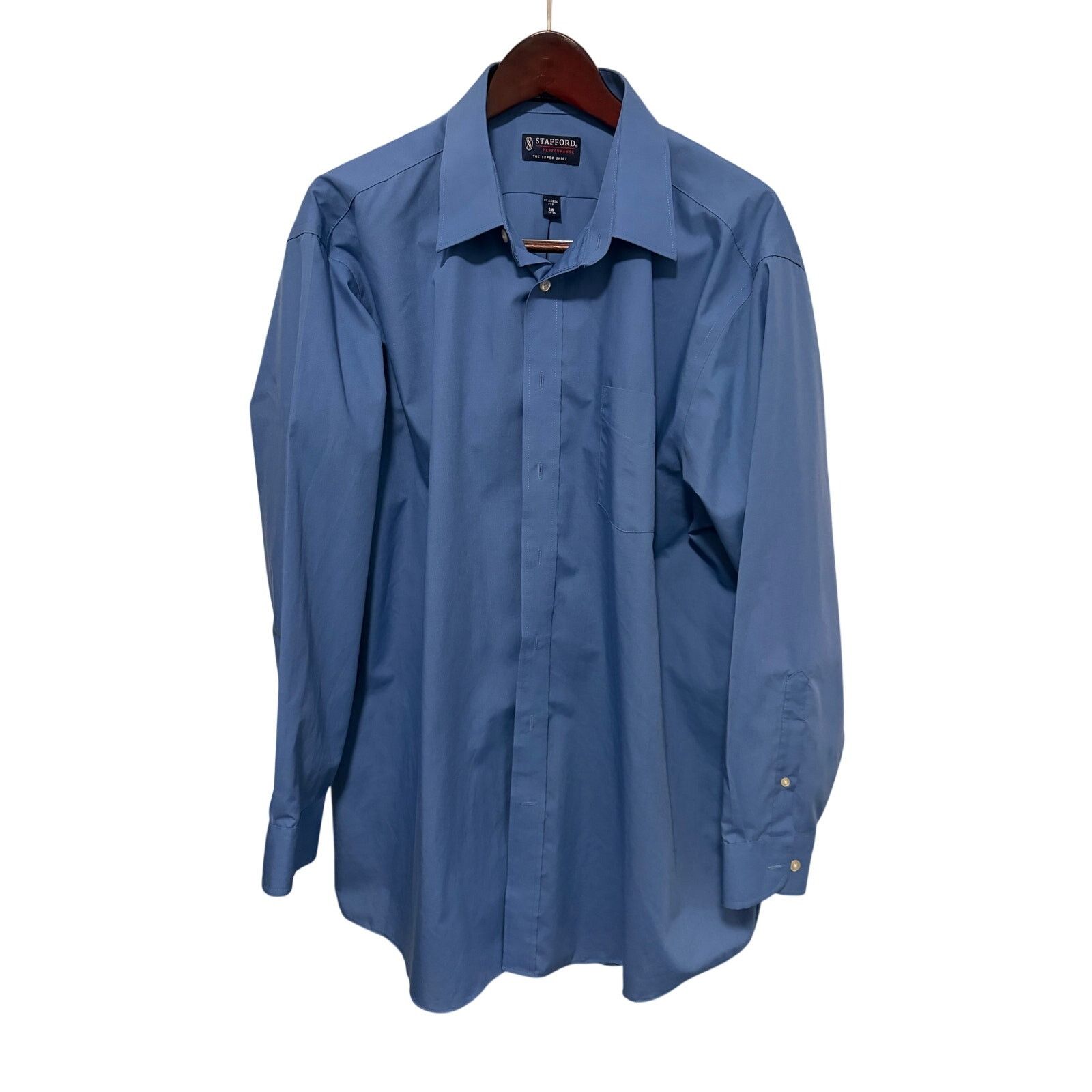 Stafford Stafford Blue Classic Fit Cotton Dress Shirt Size US XXL / EU 58 / 5 - 1 Thumbnail